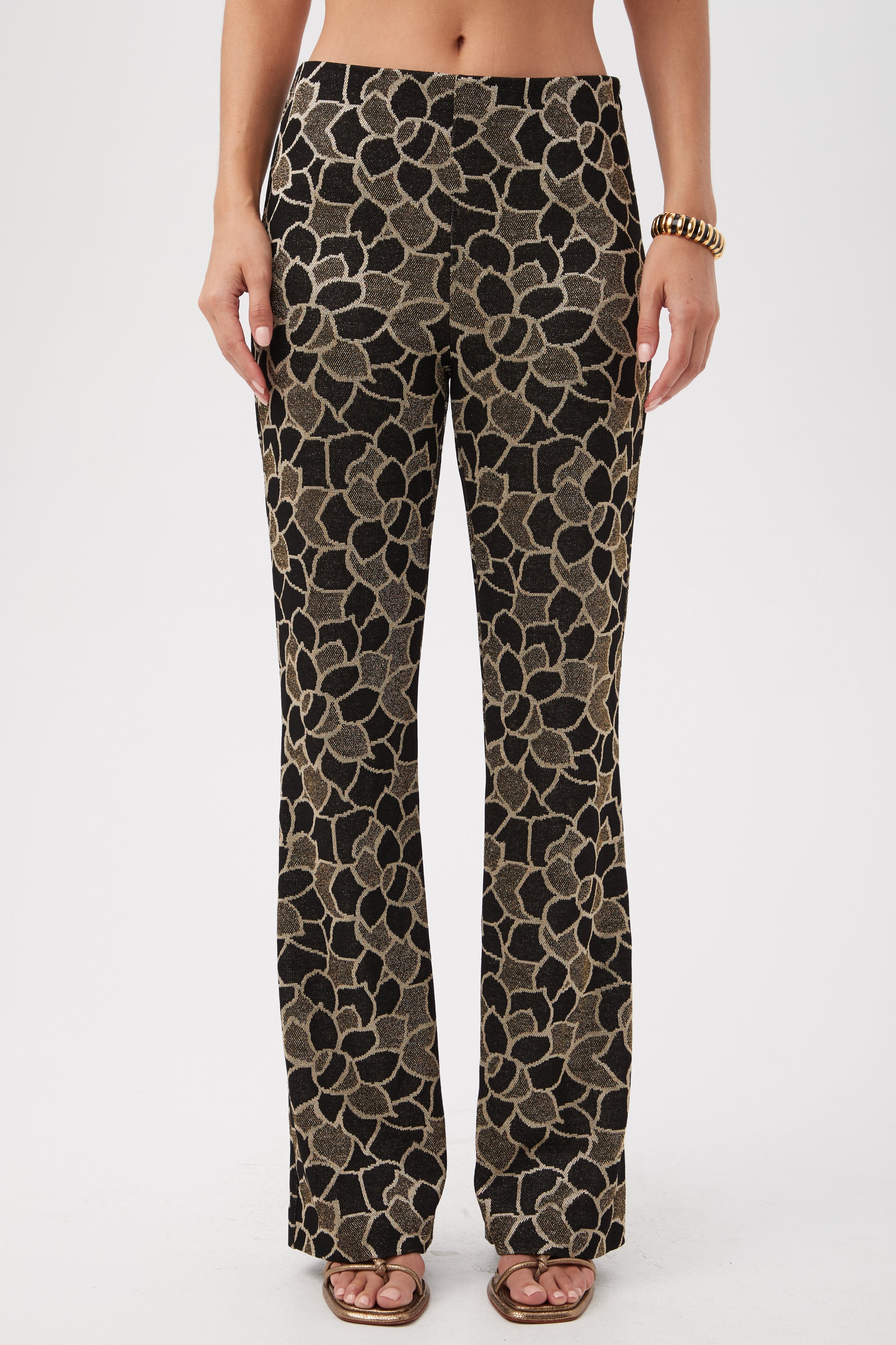 Jacoba Metallic Knit Jacquard Bootcut Pant