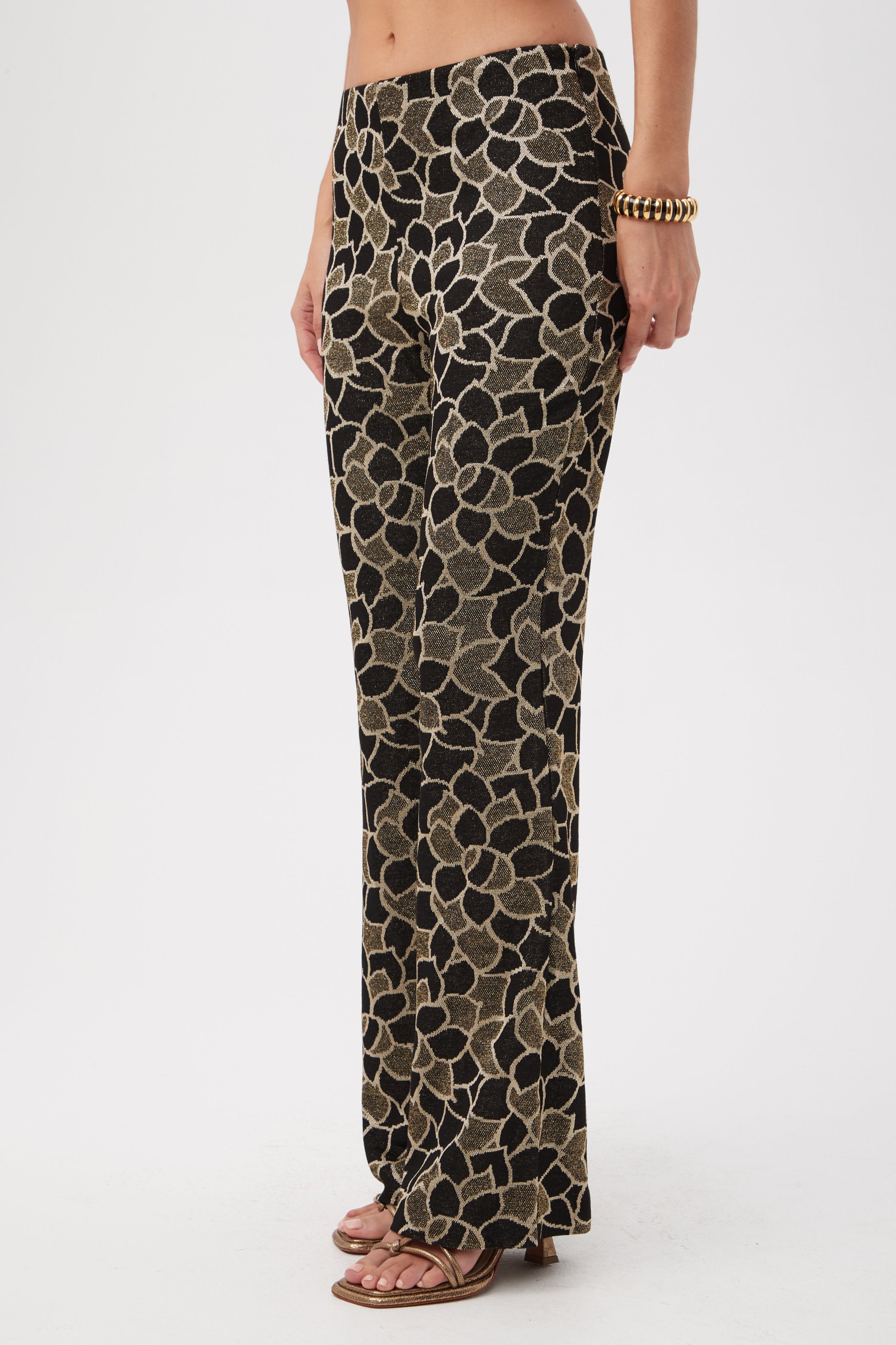Jacoba Metallic Knit Jacquard Bootcut Pant