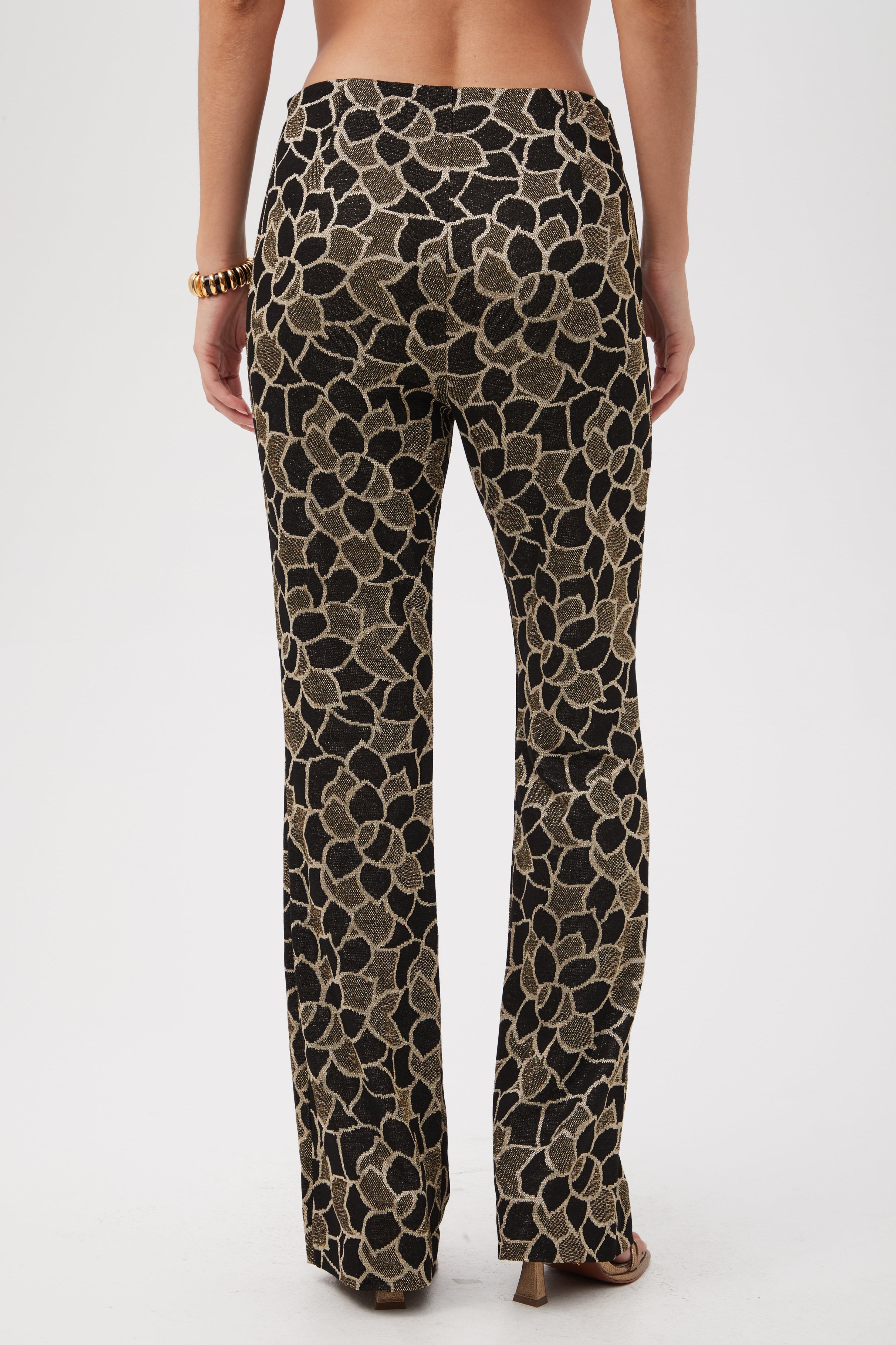 Jacoba Metallic Knit Jacquard Bootcut Pant