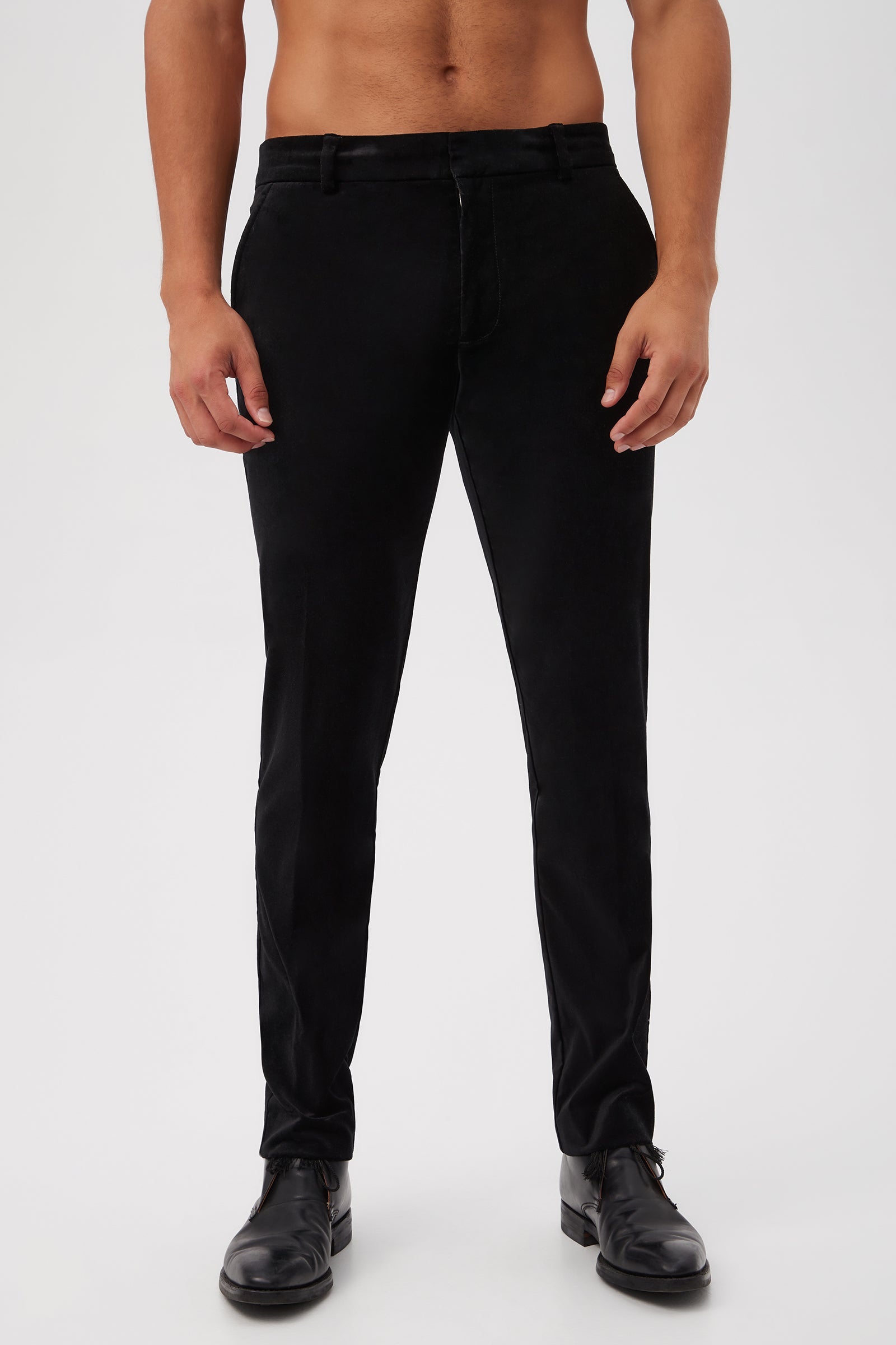 Clyde Slim Trouser - Black Velveteen
