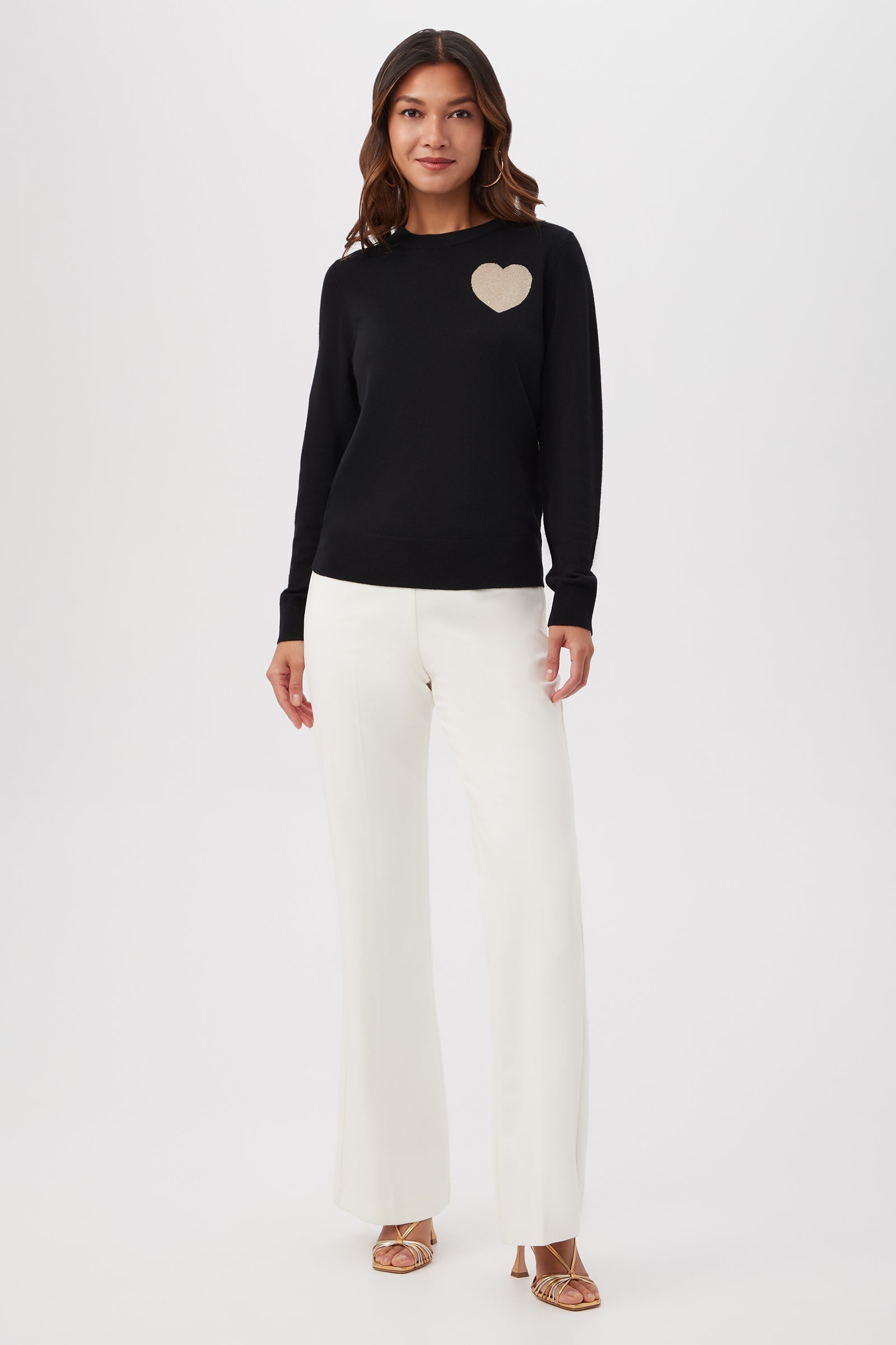 Gold Heart Merino Wool Crewneck Sweater
