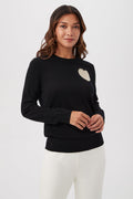 Gold Heart Merino Wool Crewneck Sweater