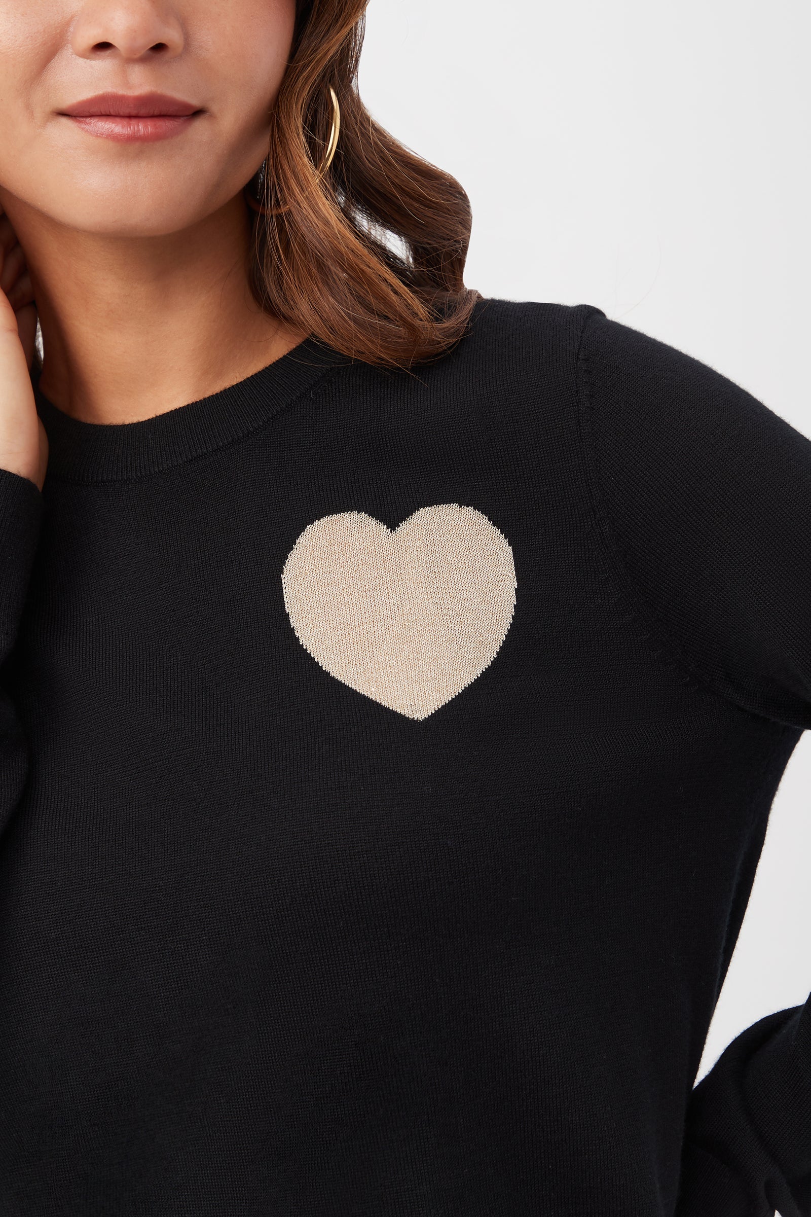 Gold Heart Merino Wool Crewneck Sweater