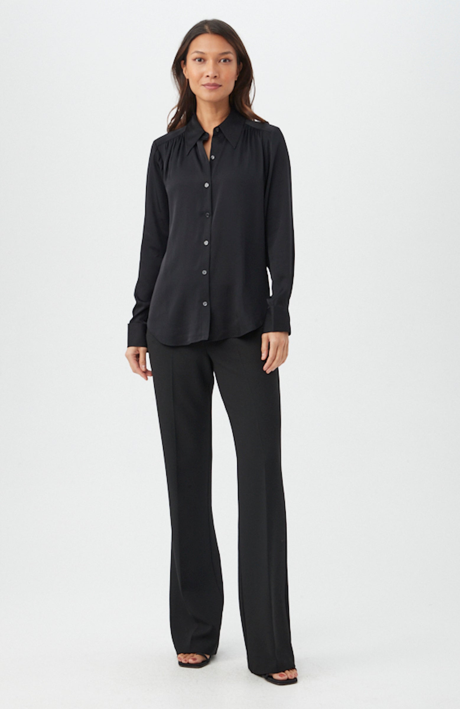 Cassavetes Long-Sleeve Stretch Silk Button-Up Shirt