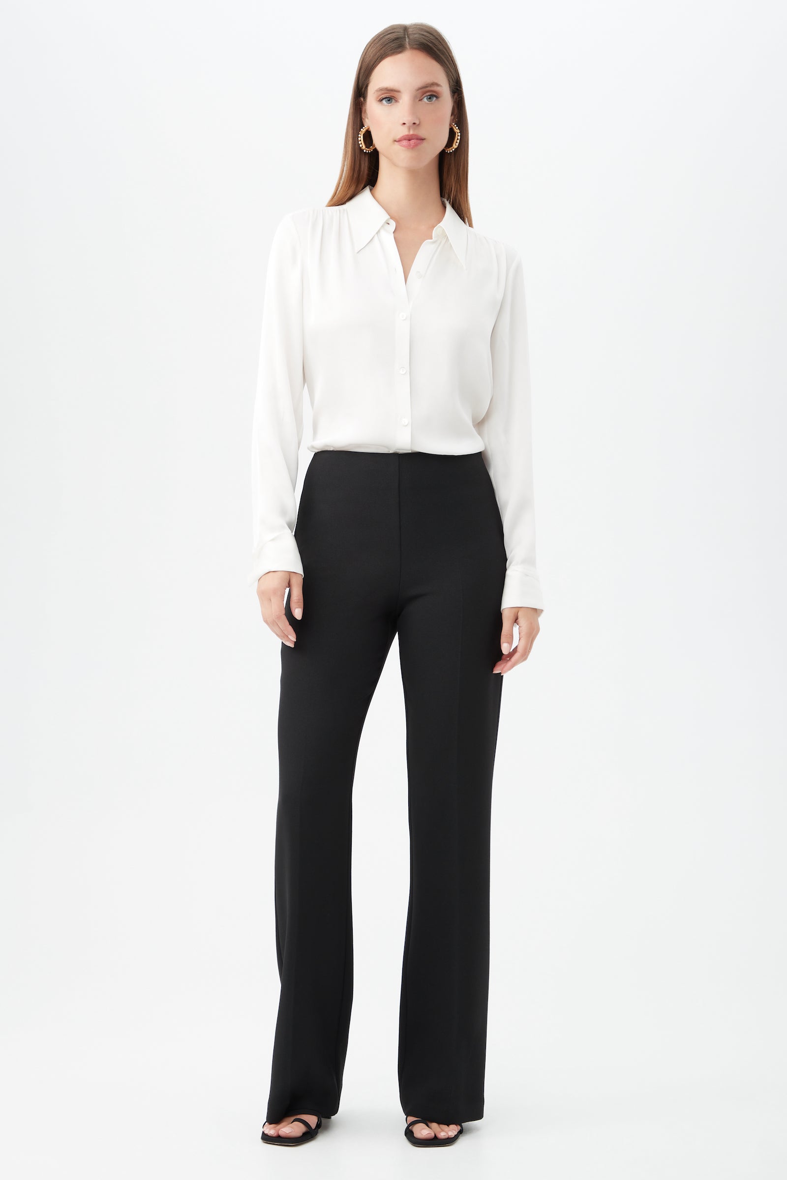 Cassavetes Long-Sleeve Stretch Silk Button-Up Shirt