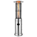 41000 Btu Standing Propane Patio Heater With Wheels Stainless Steel Round Glass Tube Gas Outdoor Heater