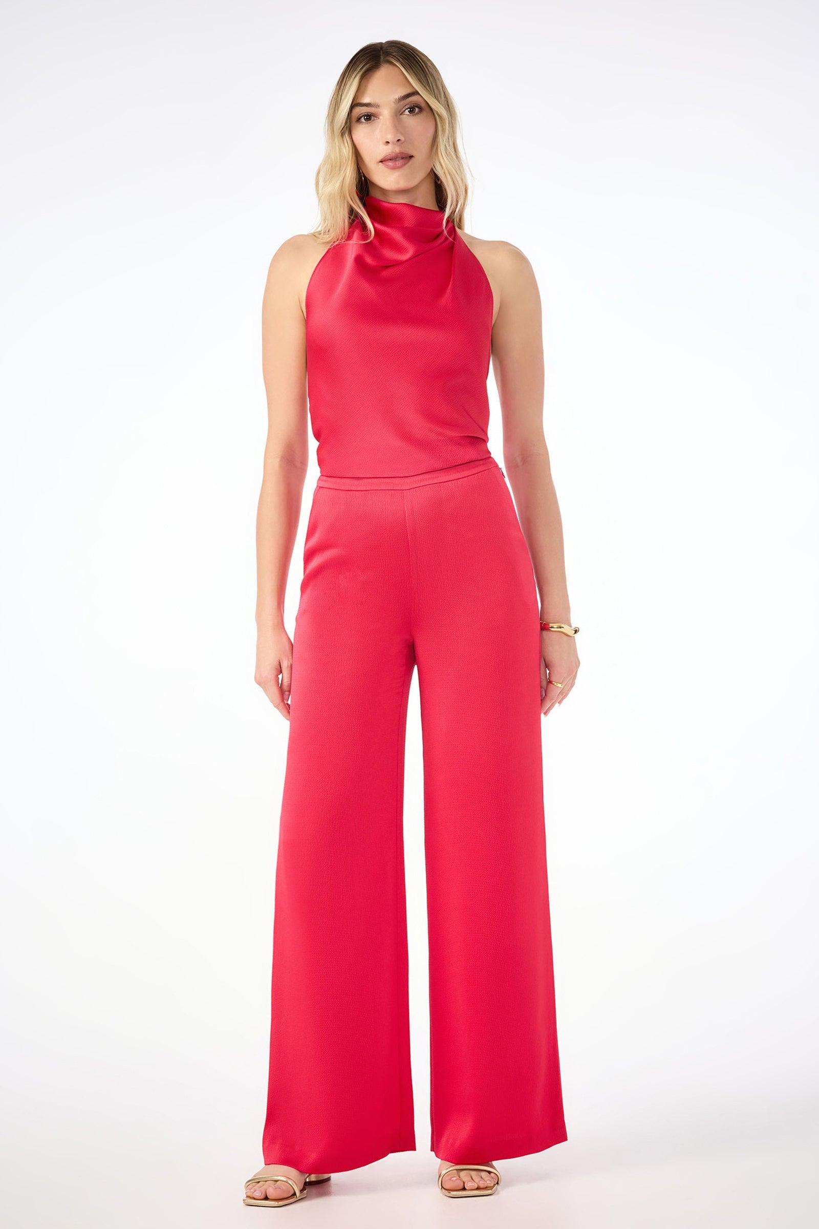 Tavia Wide-Leg Pant - Hammered Satin