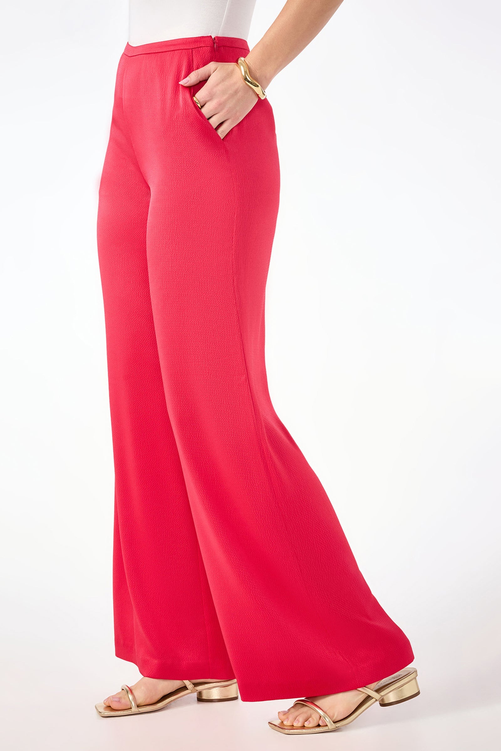 Tavia Wide-Leg Pant - Hammered Satin