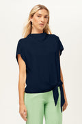 Bisque Short-Sleeve Funnel Neck Top