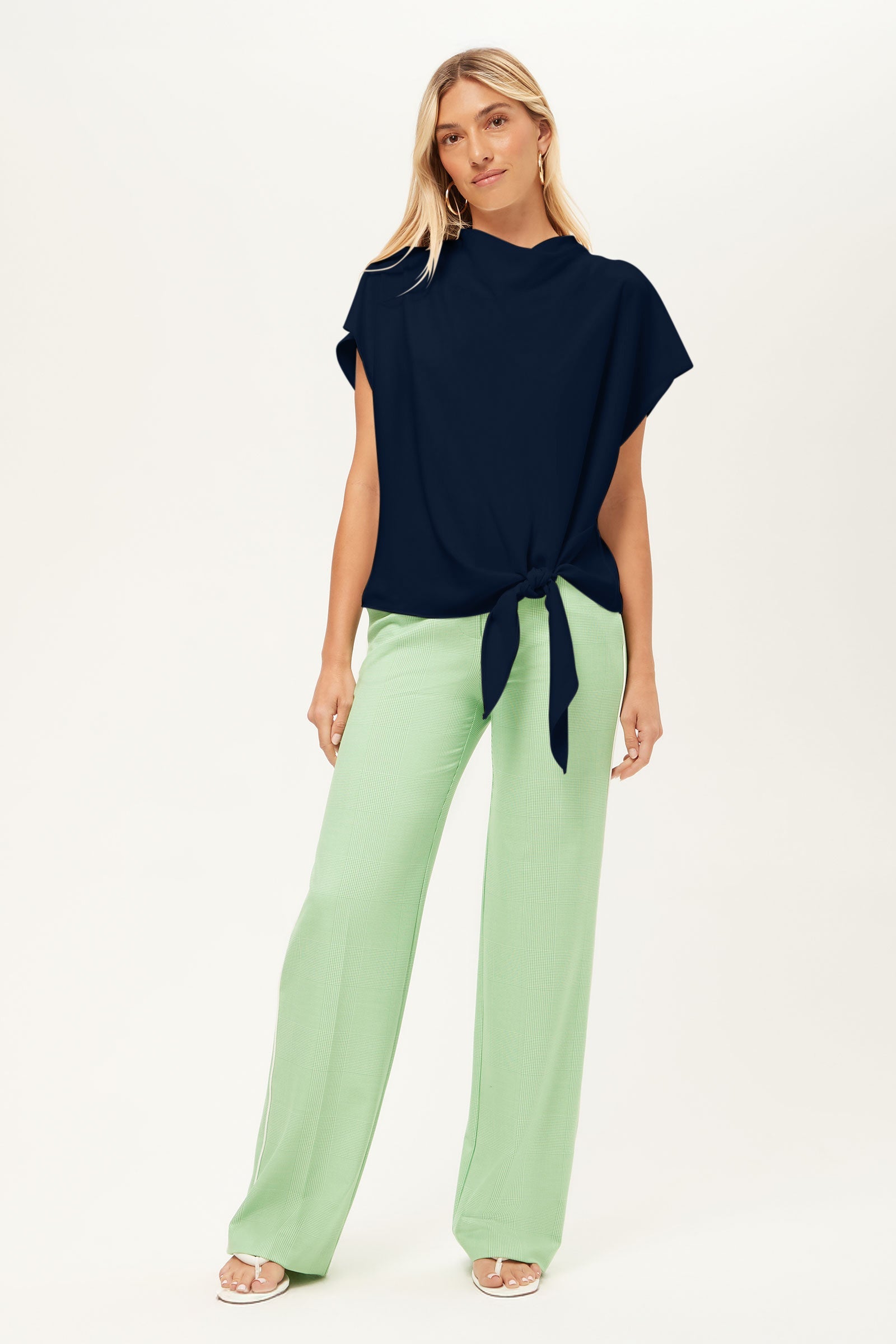 Bisque Short-Sleeve Funnel Neck Top