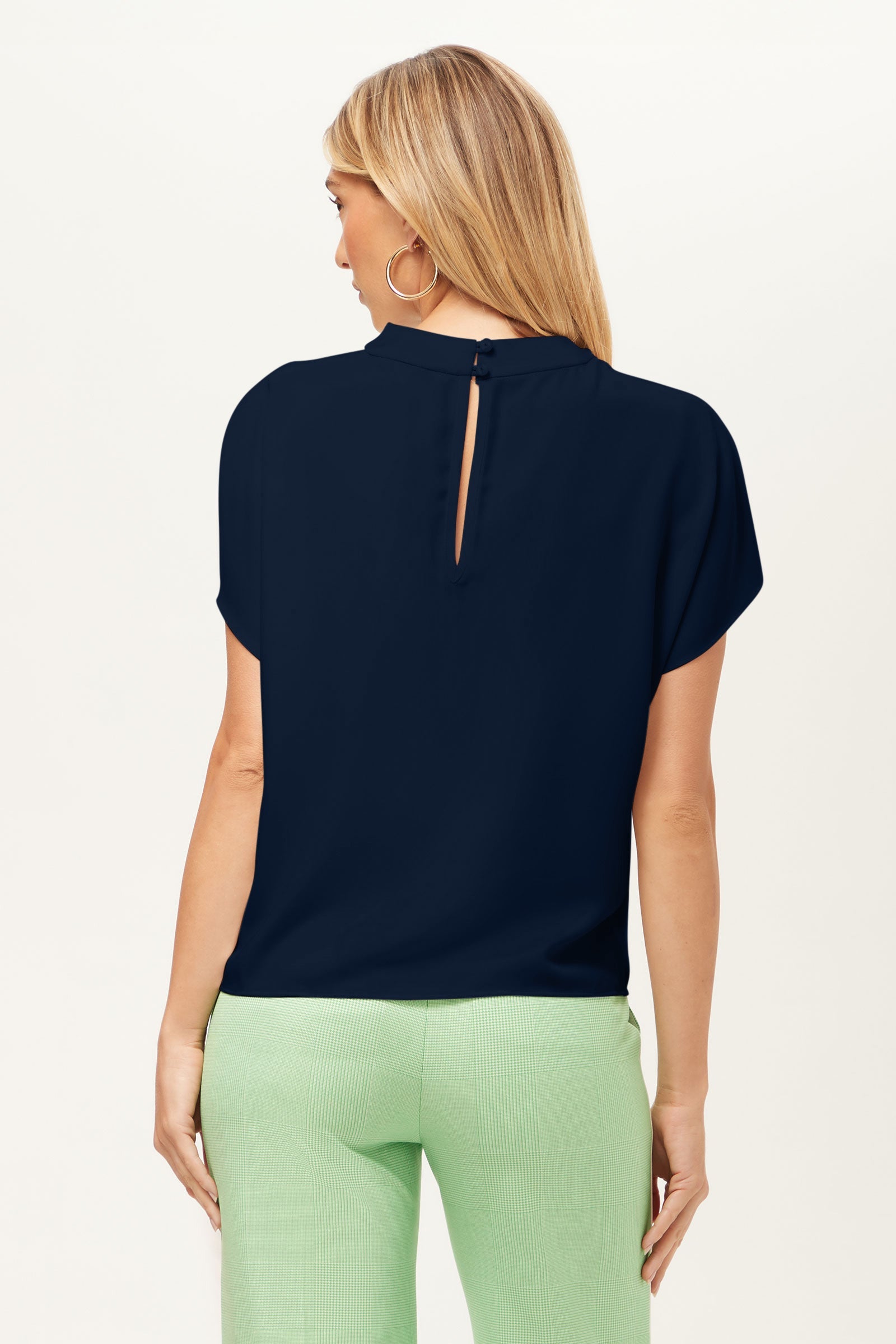 Bisque Short-Sleeve Funnel Neck Top