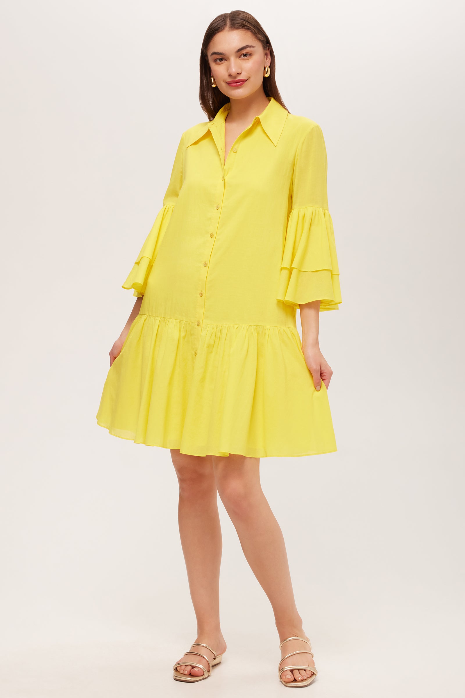 Bounce Ruffle Shirtdress