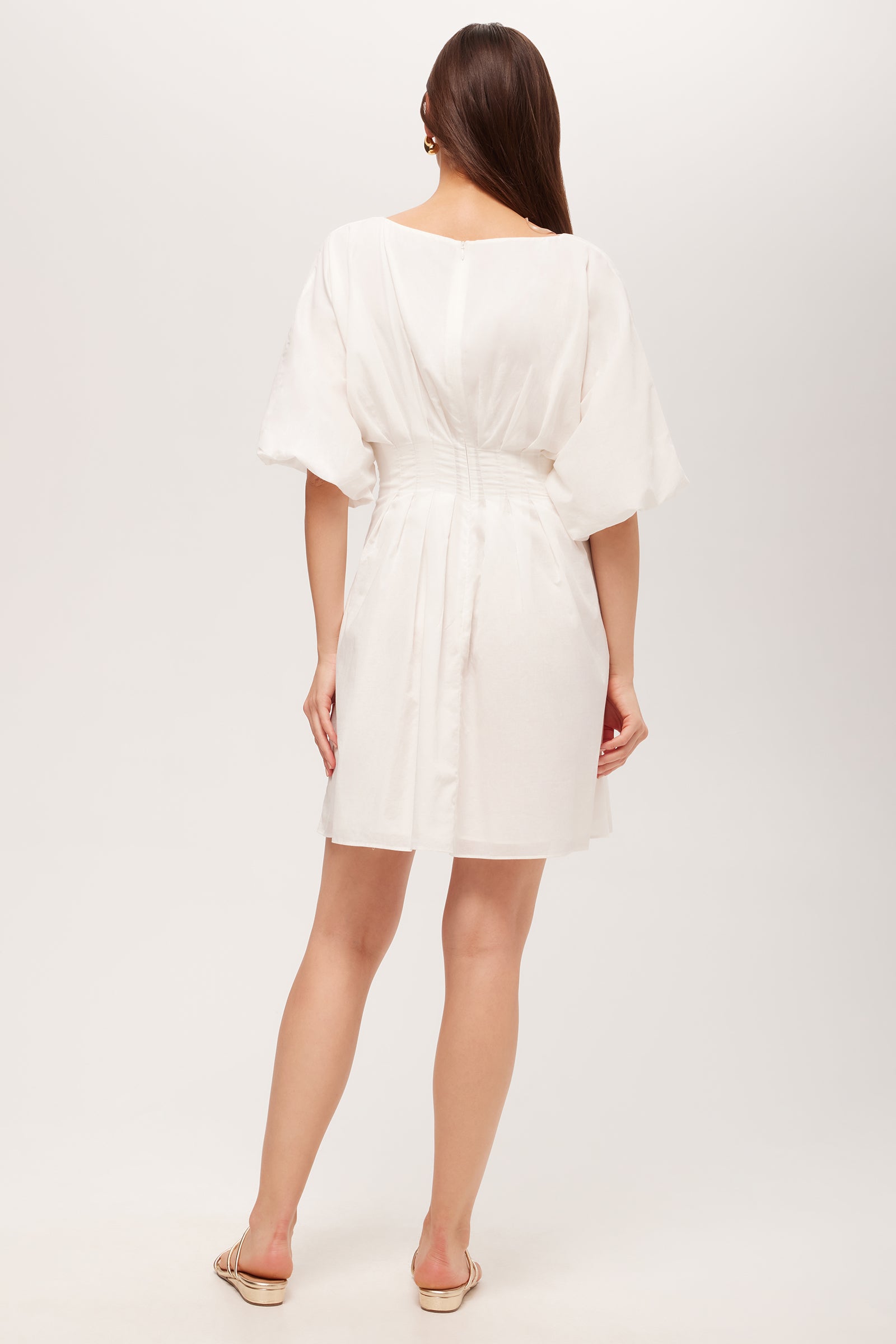 Gian Short-Sleeve Pleated Dress