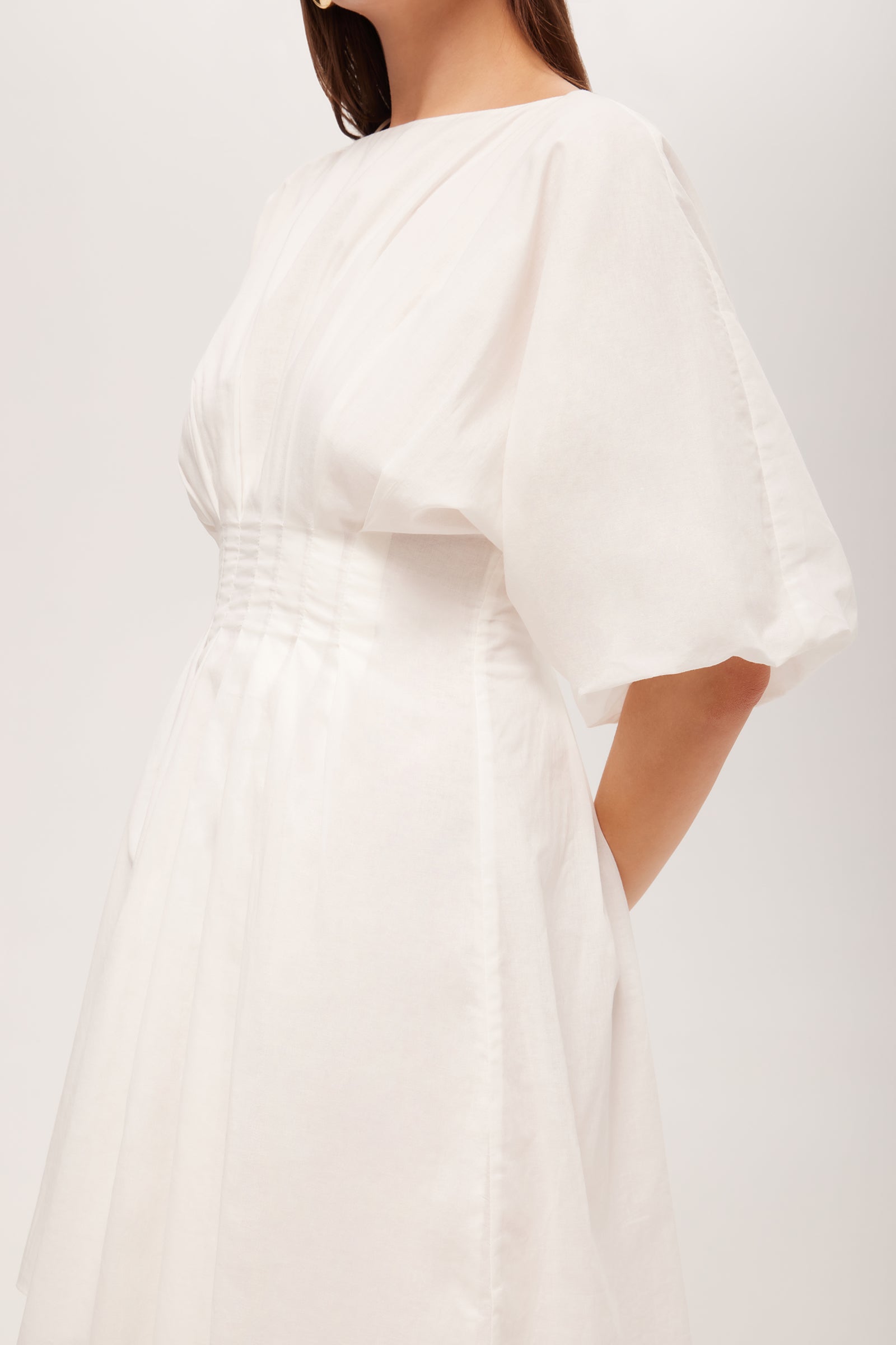 Gian Short-Sleeve Pleated Dress