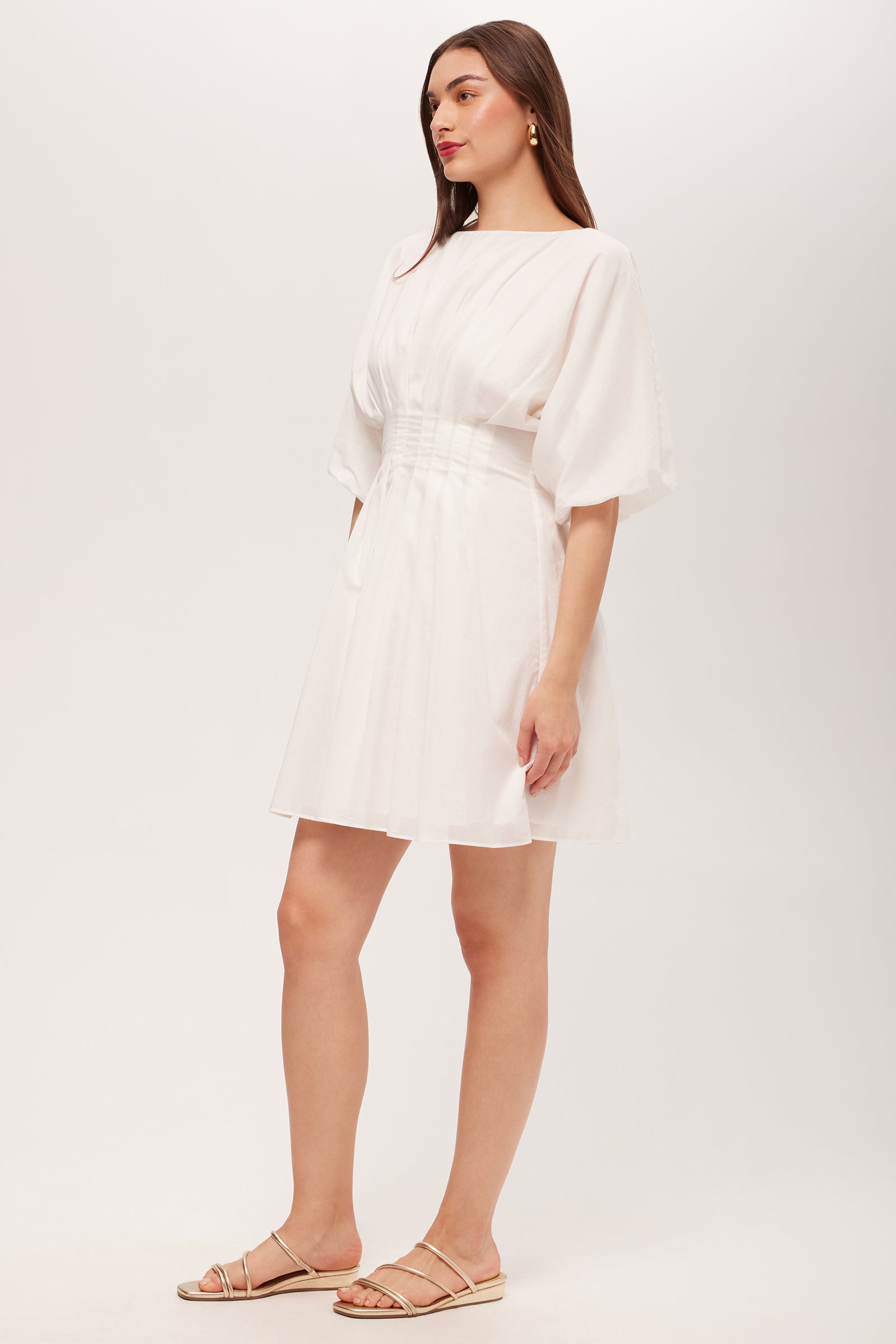 Gian Short-Sleeve Pleated Dress