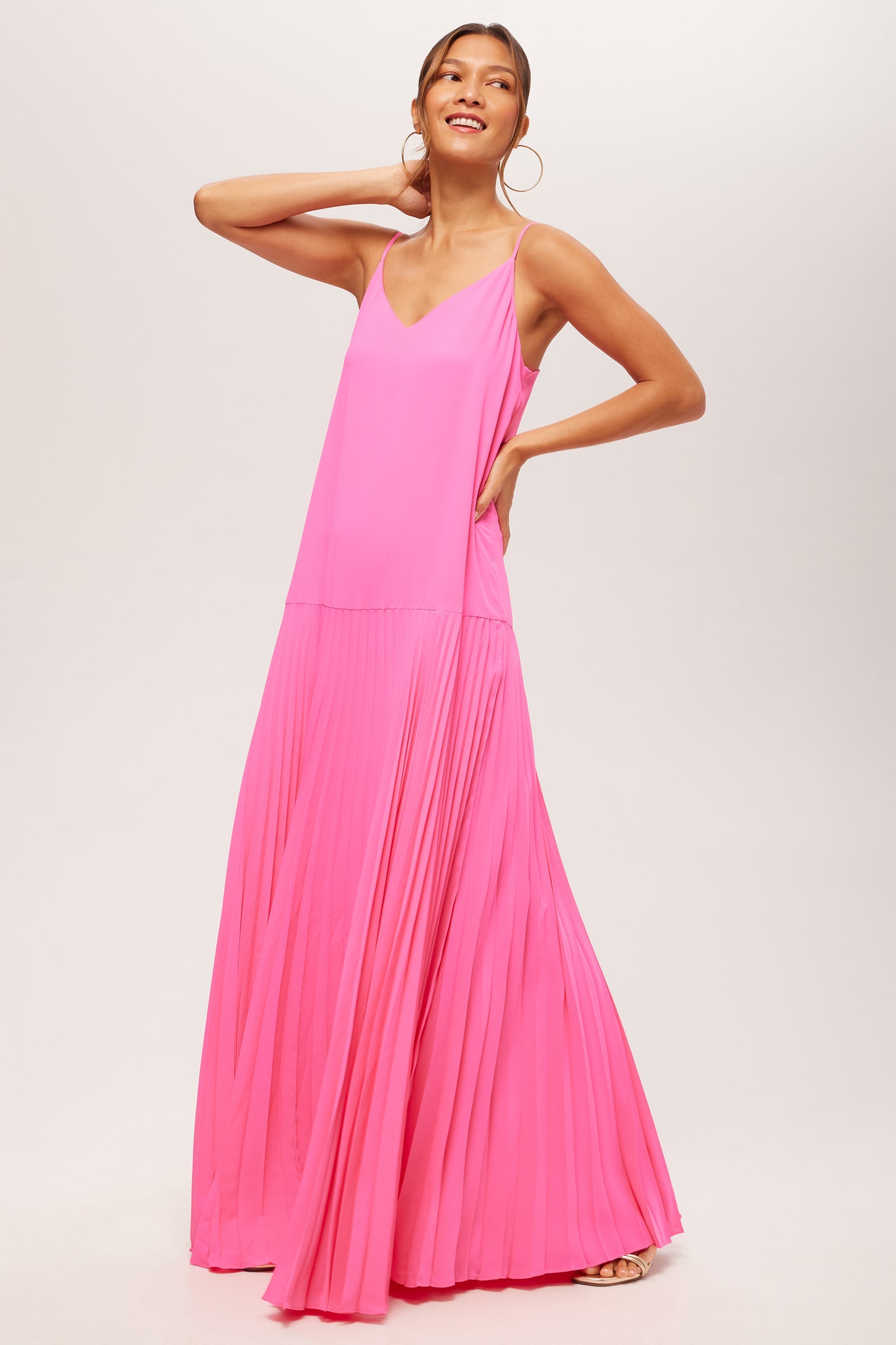 Carve Sleeveless Drop-Waist Pleated Maxi Dress