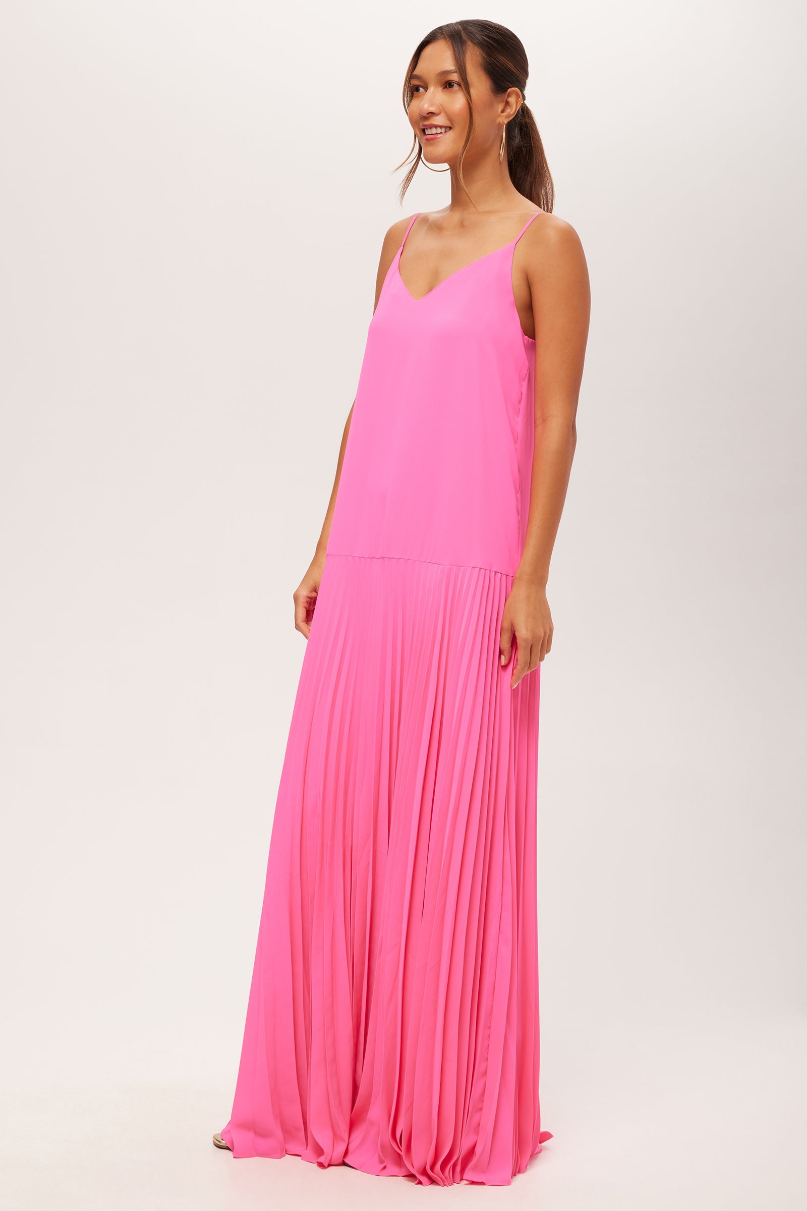 Carve Sleeveless Drop-Waist Pleated Maxi Dress