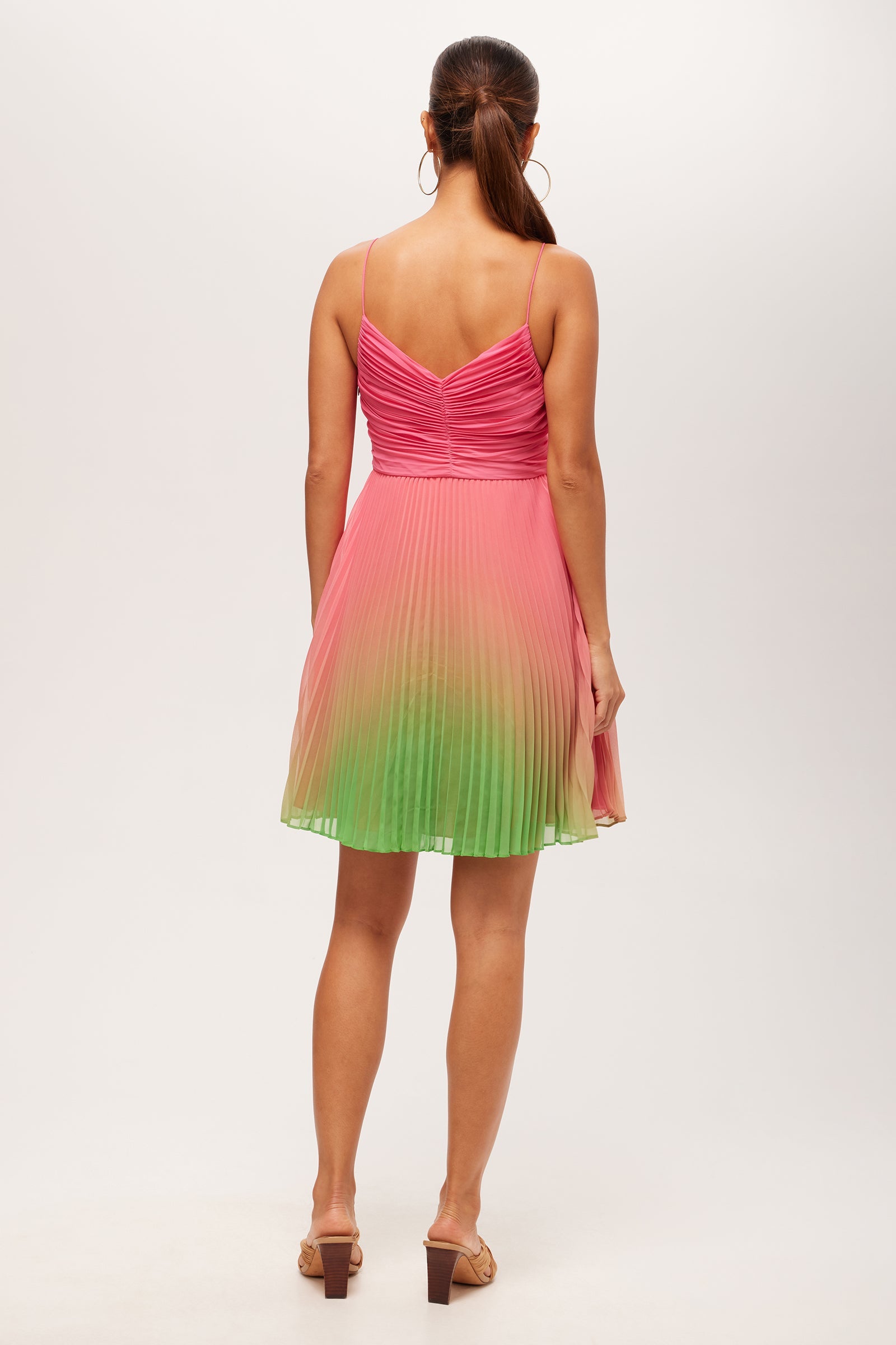Natalie Sleeveless Pleated Ombre Dress