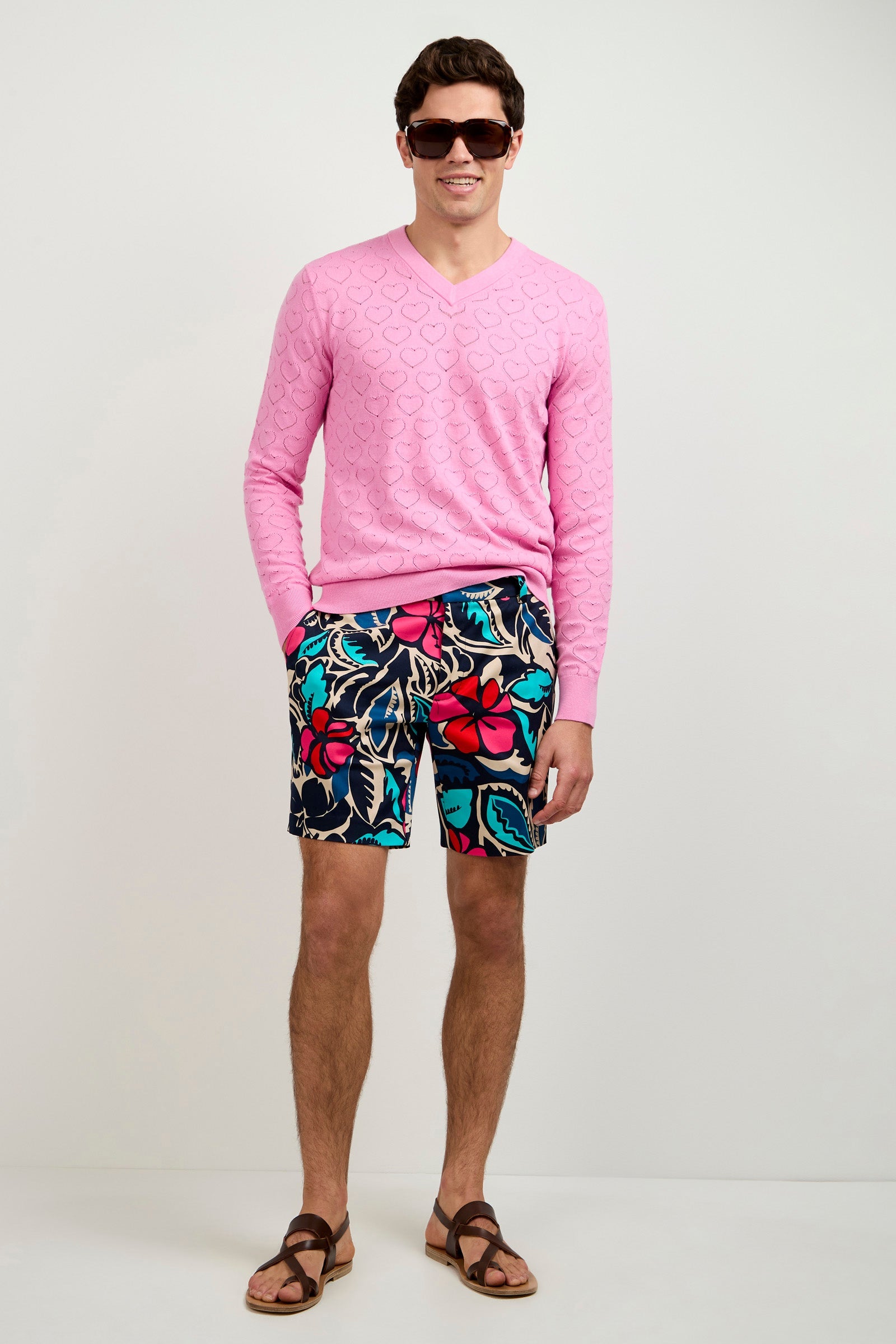 Eros Heart Pointelle V-Neck Sweater