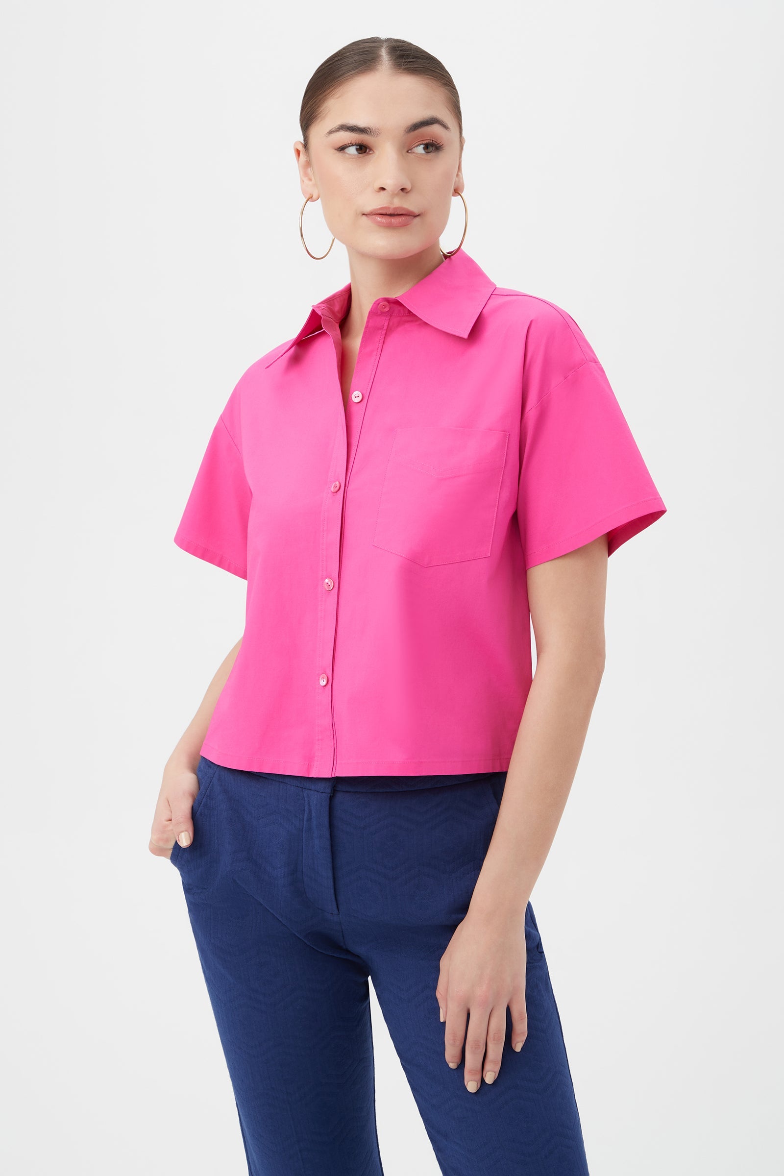 Komore Cropped Button-Front Top