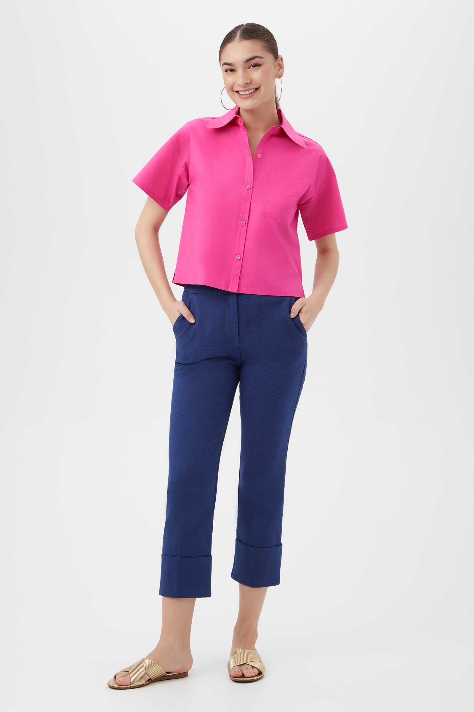 Komore Cropped Button-Front Top