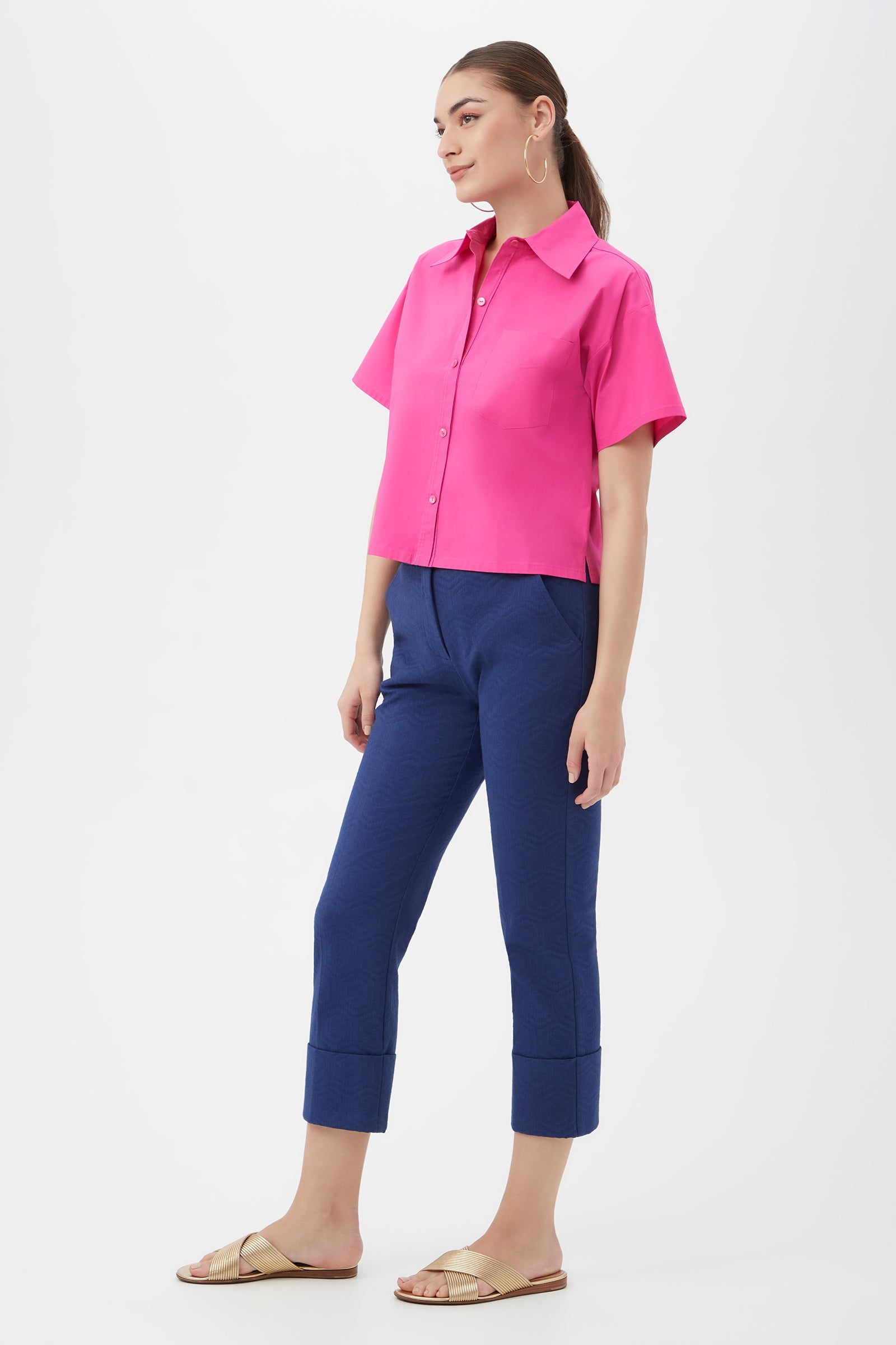 Komore Cropped Button-Front Top