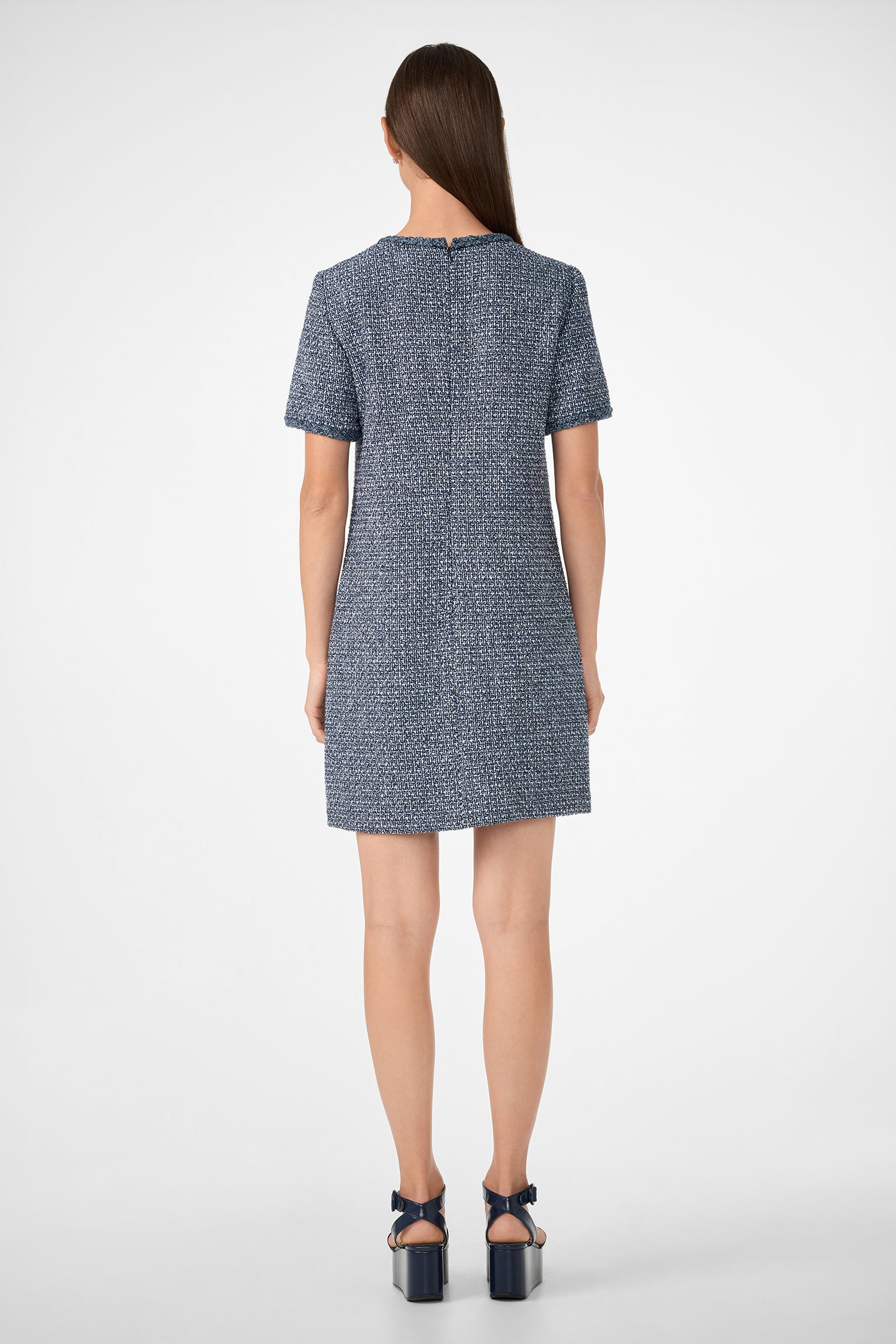 Akara Short-Sleeve Tweed Dress