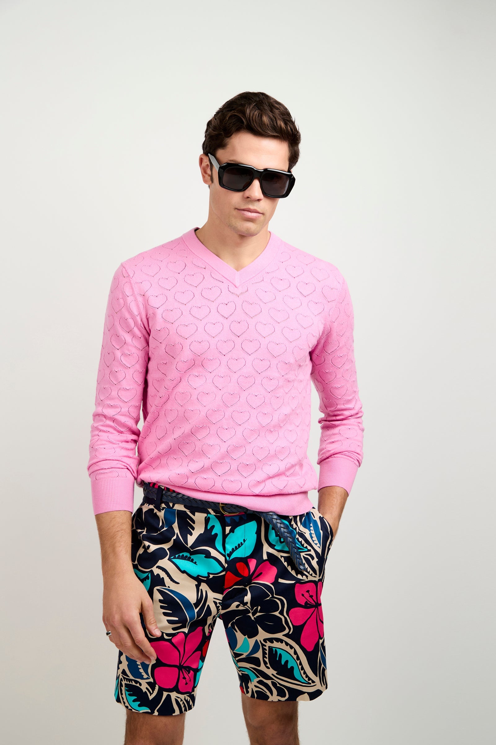 Eros Heart Pointelle V-Neck Sweater
