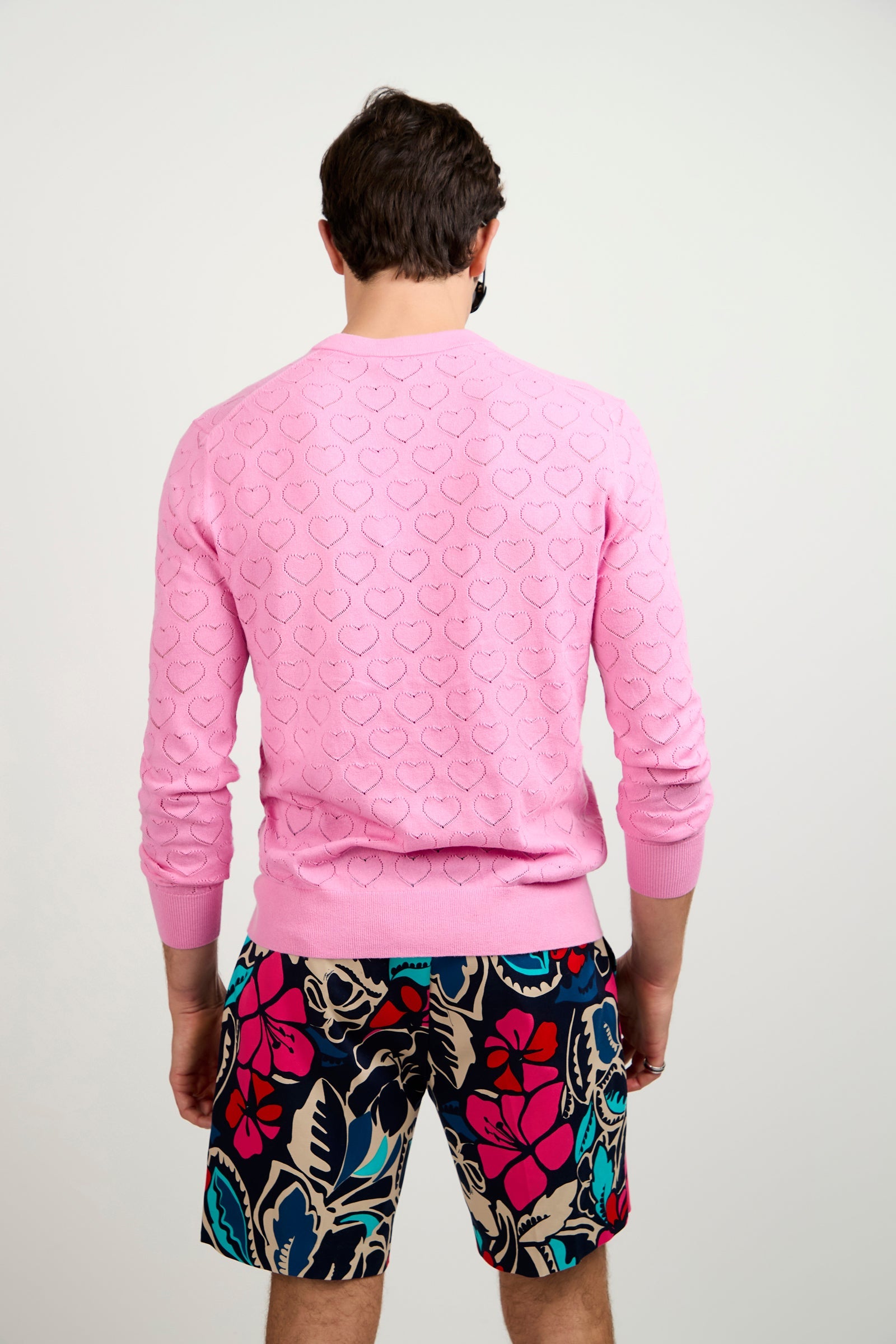 Eros Heart Pointelle V-Neck Sweater
