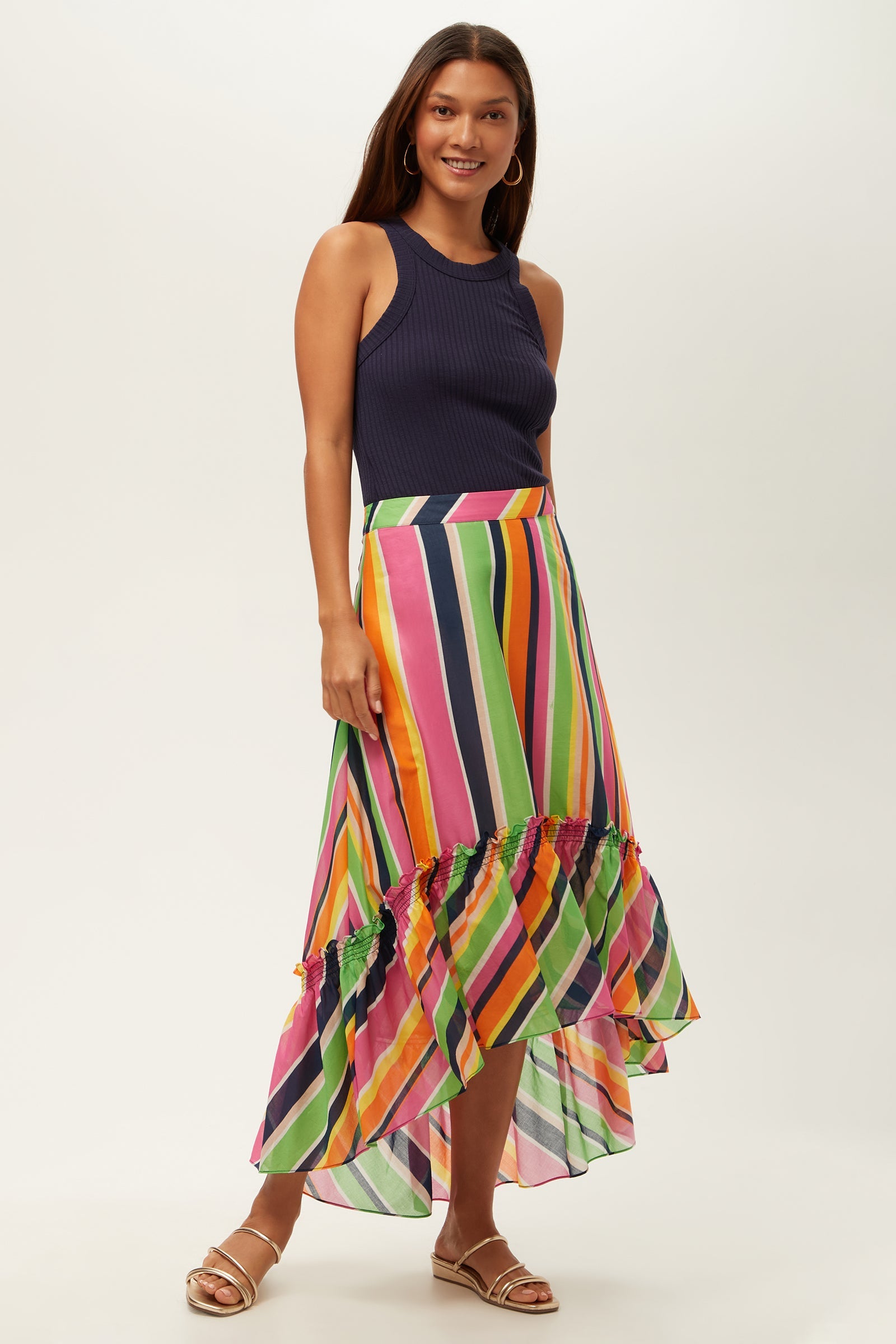 Rosamund 2 High-Low Skirt - Splash Stripe