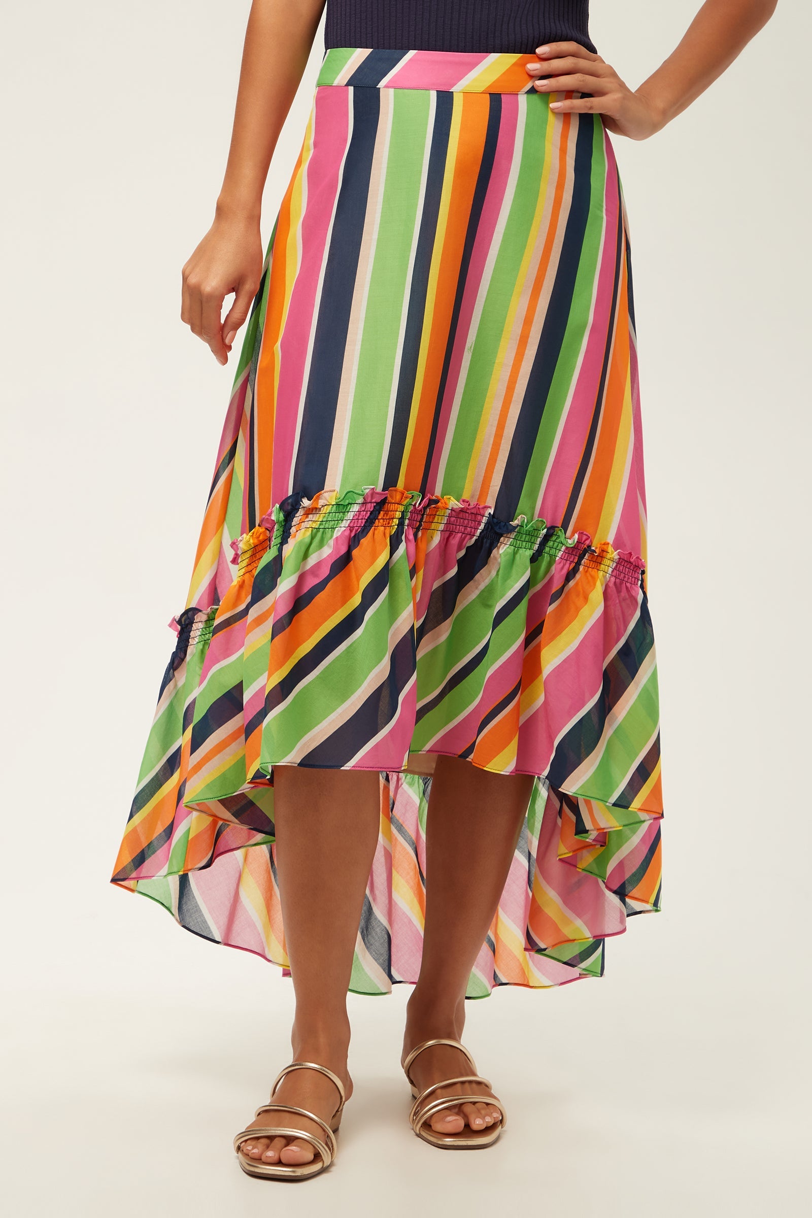 Rosamund 2 High-Low Skirt - Splash Stripe