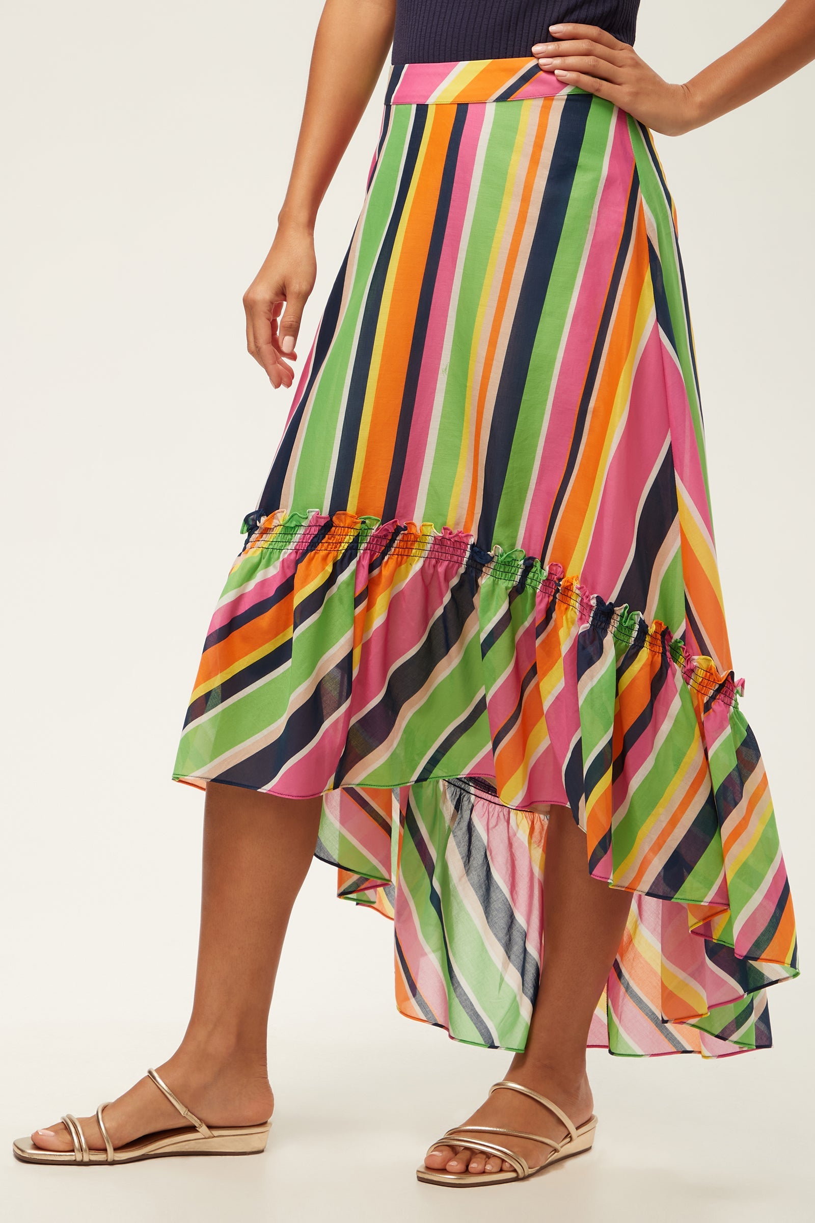 Rosamund 2 High-Low Skirt - Splash Stripe