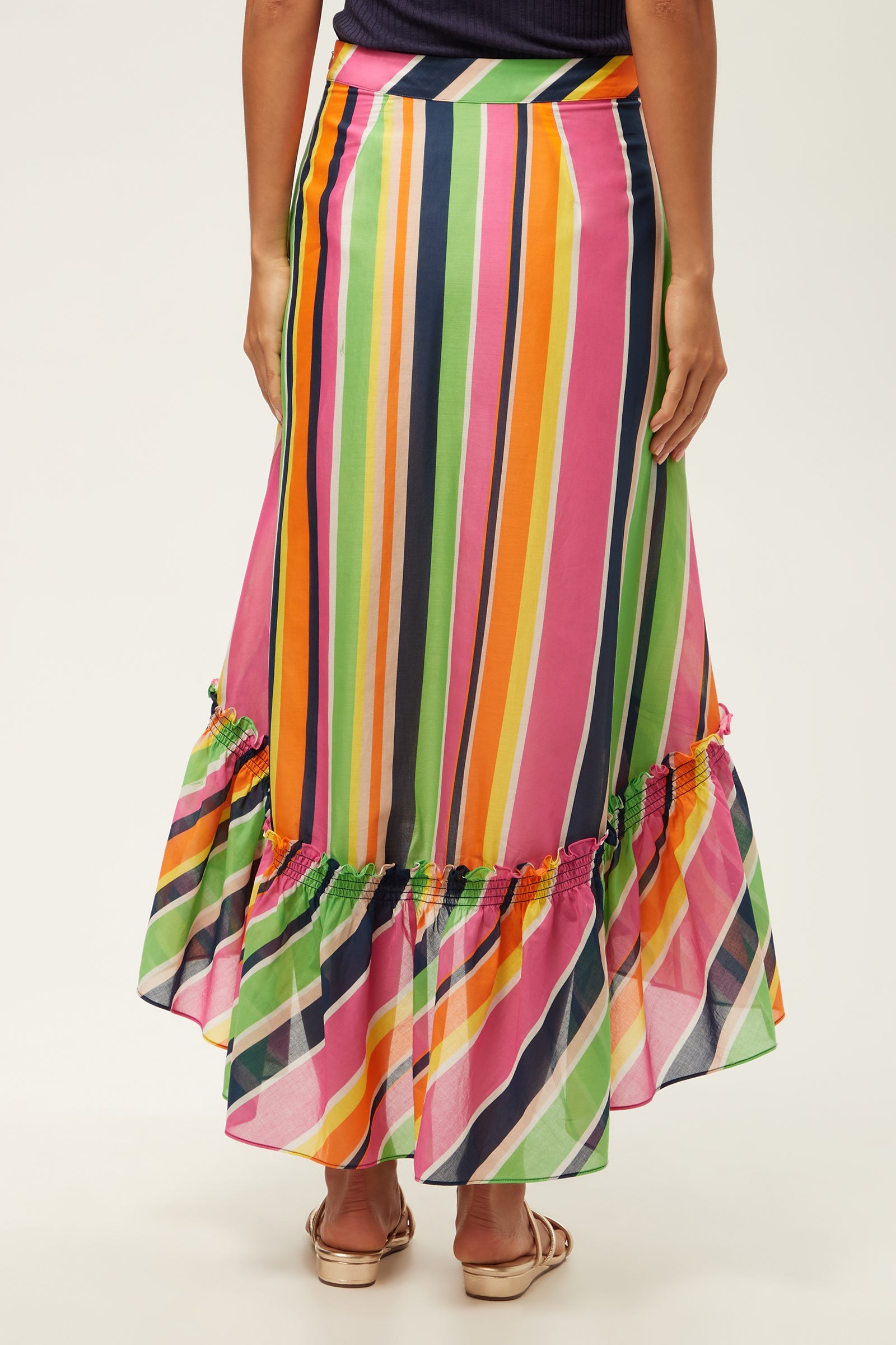 Rosamund 2 High-Low Skirt - Splash Stripe