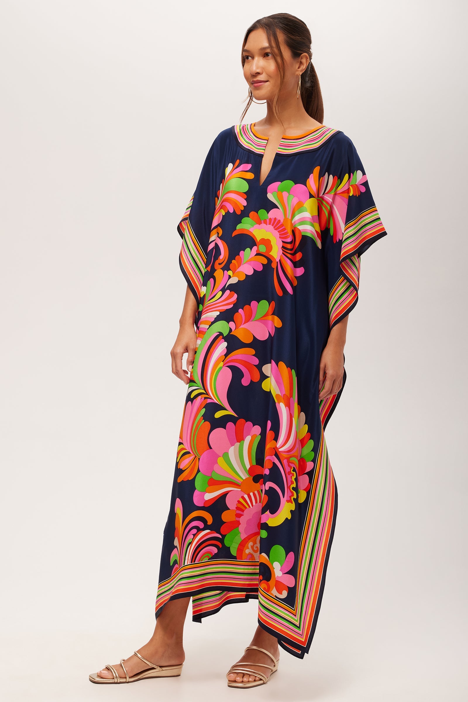 Theodora Maxi Caftan - Paradise Palms Silk