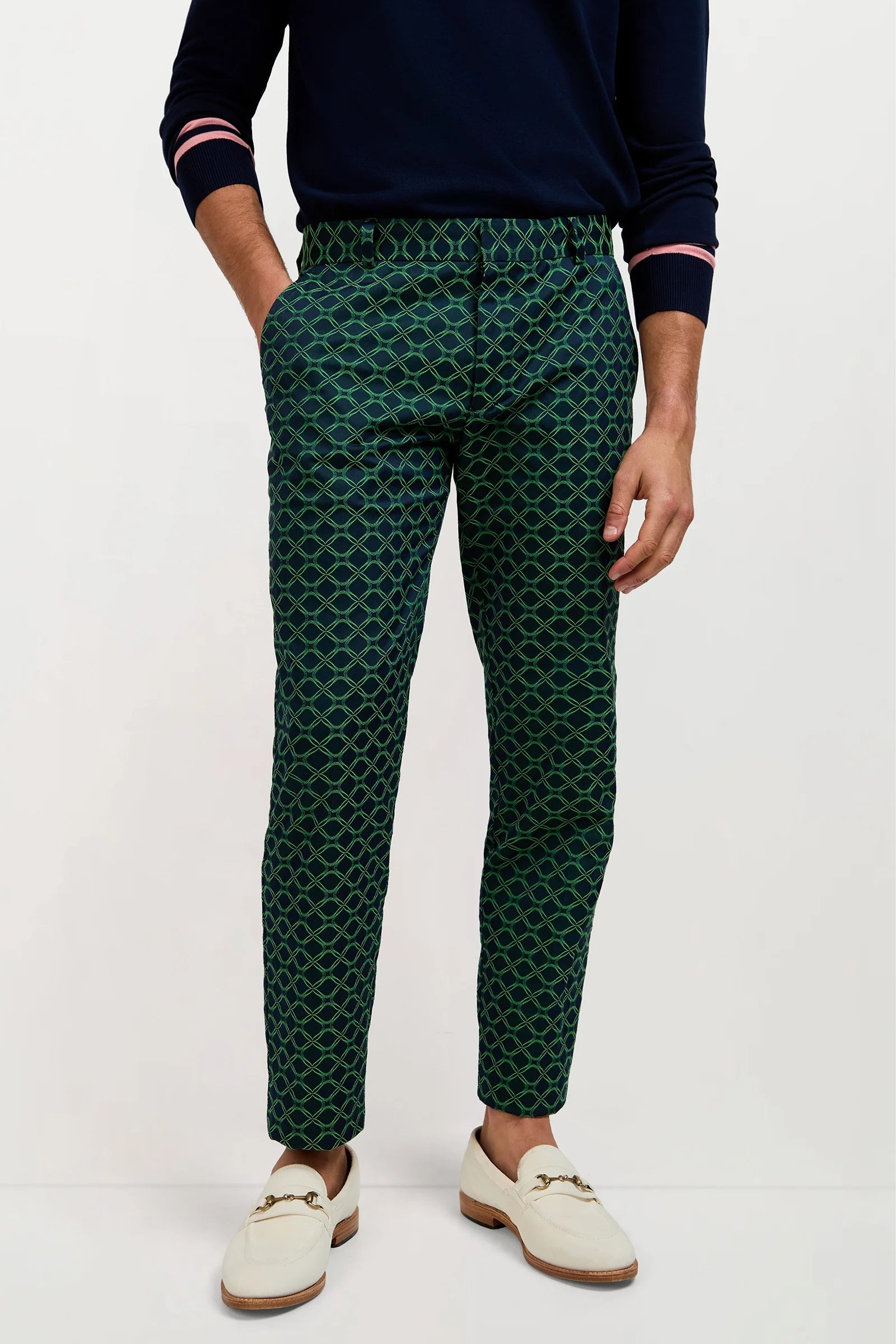 Clyde Slim Trouser - Clover Geo Jacquard