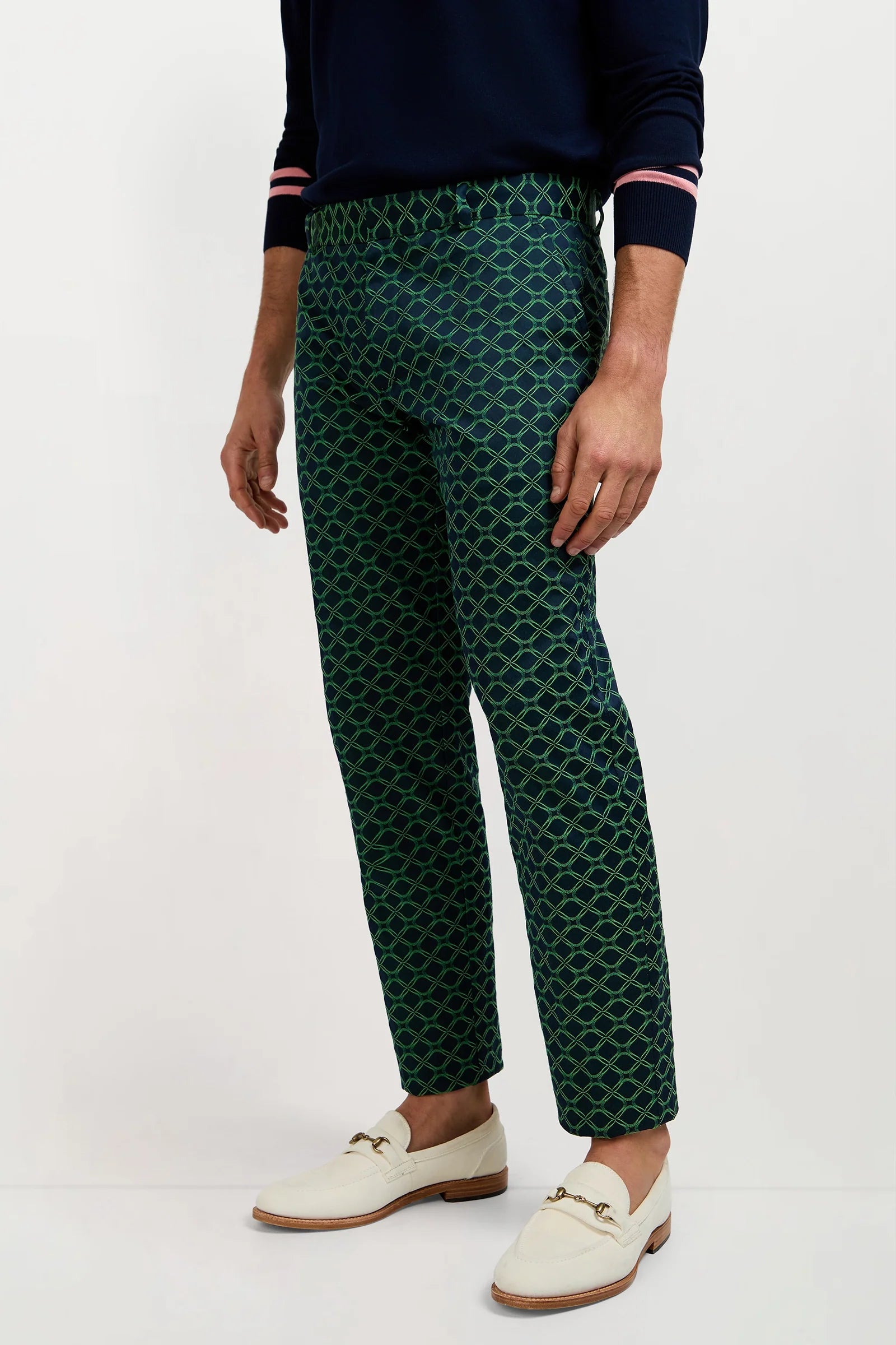 Clyde Slim Trouser - Clover Geo Jacquard