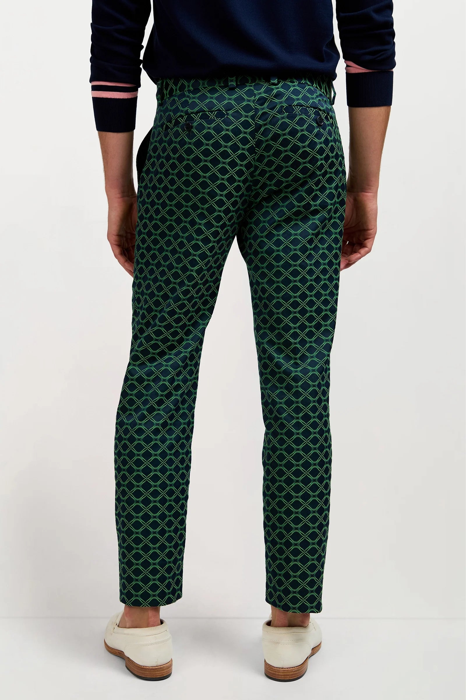 Clyde Slim Trouser - Clover Geo Jacquard