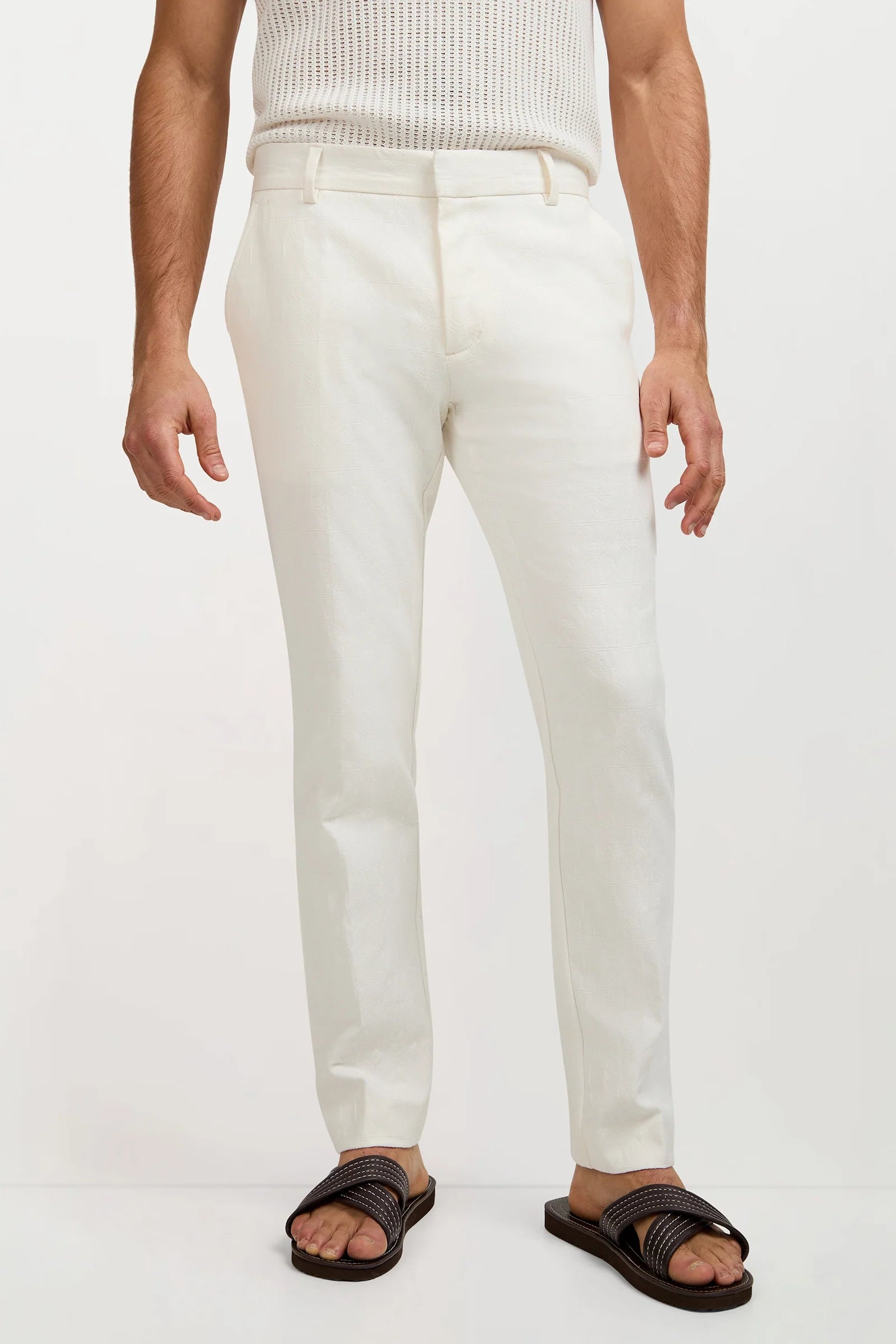 Clyde Slim Trouser - Tegola Textured Jacquard