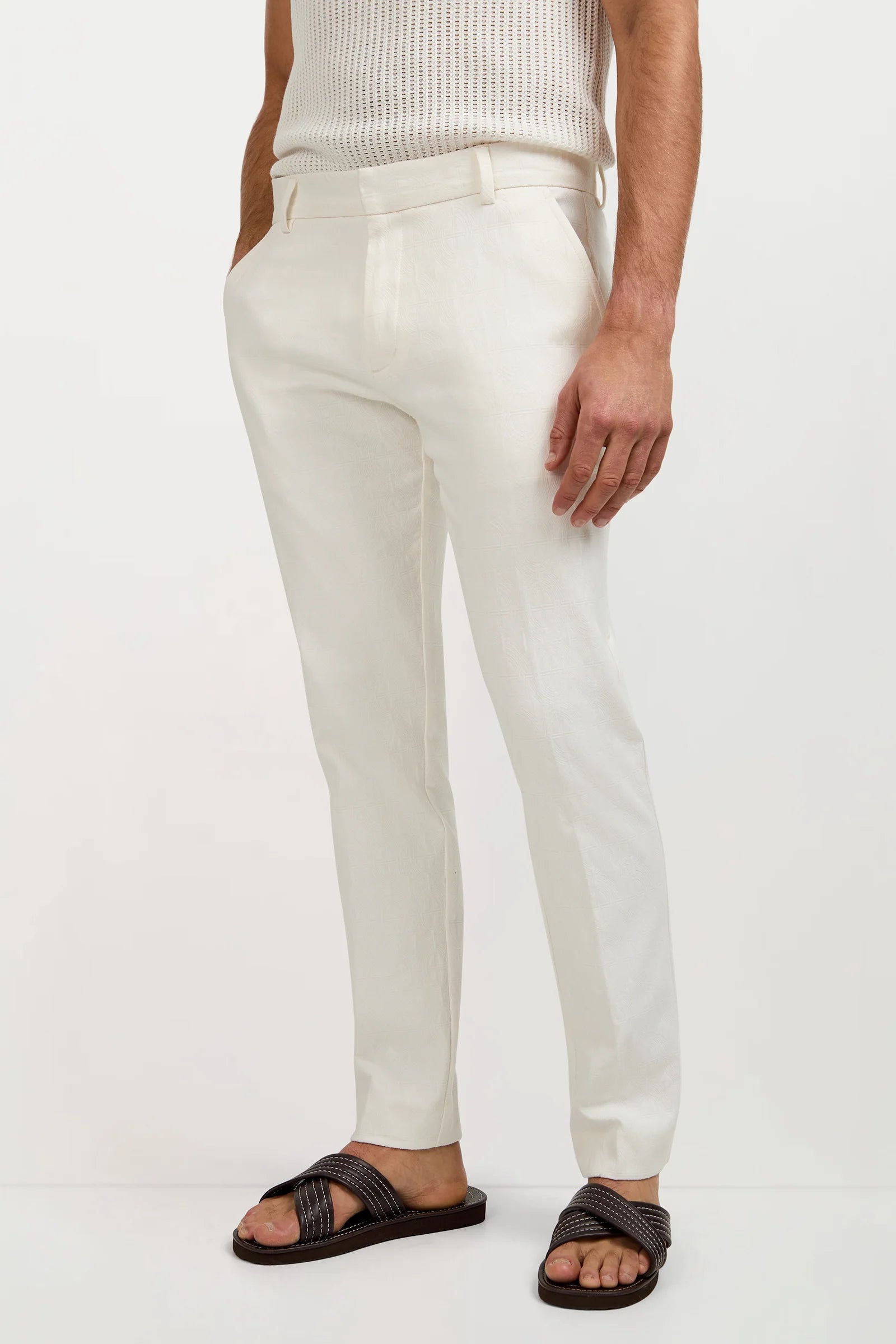 Clyde Slim Trouser - Tegola Textured Jacquard