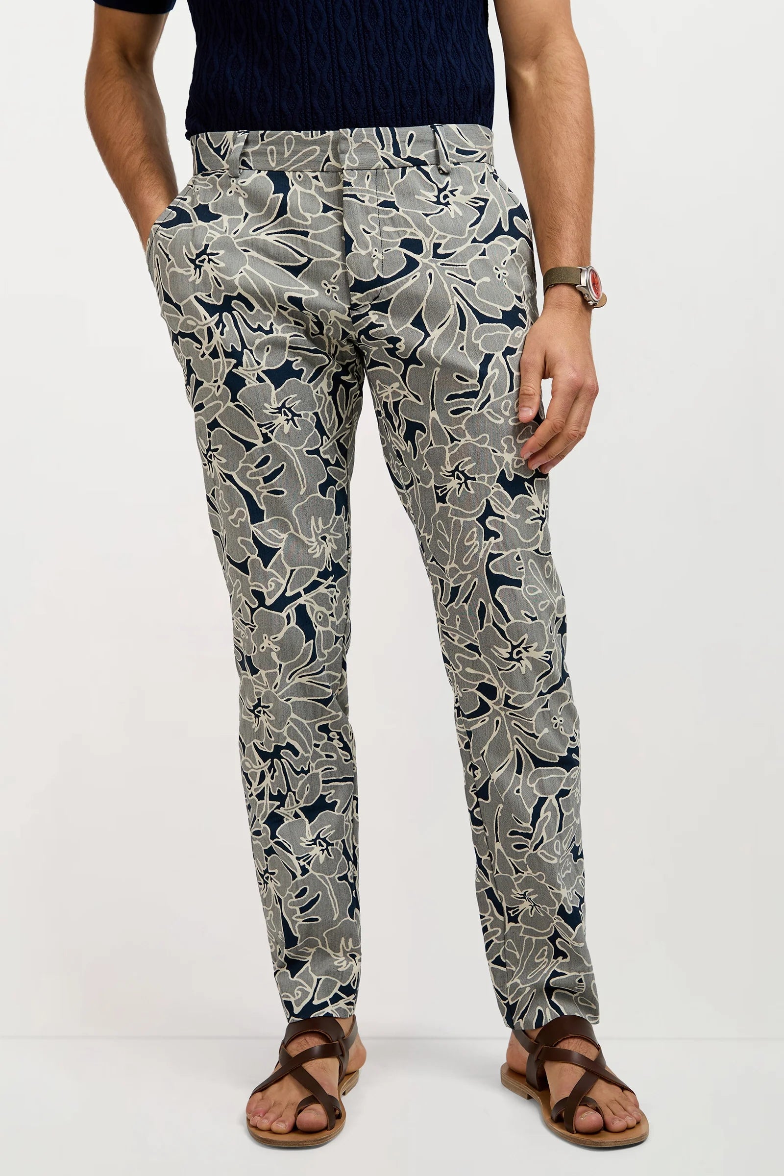 Clyde Slim Trouser - Artsy Floral Jacquard