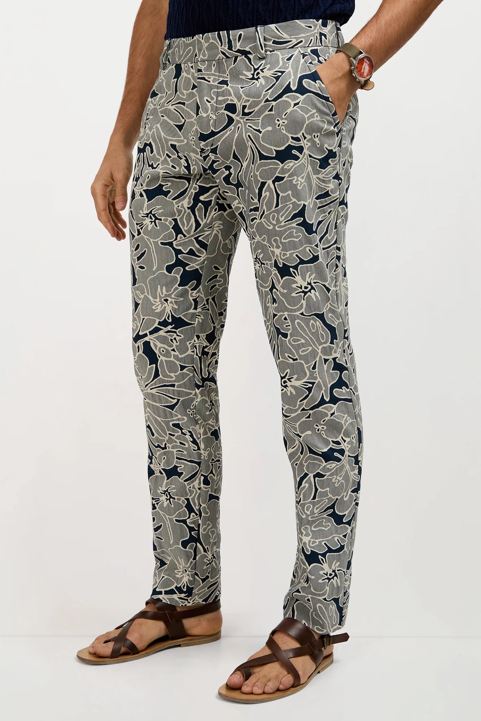 Clyde Slim Trouser - Artsy Floral Jacquard