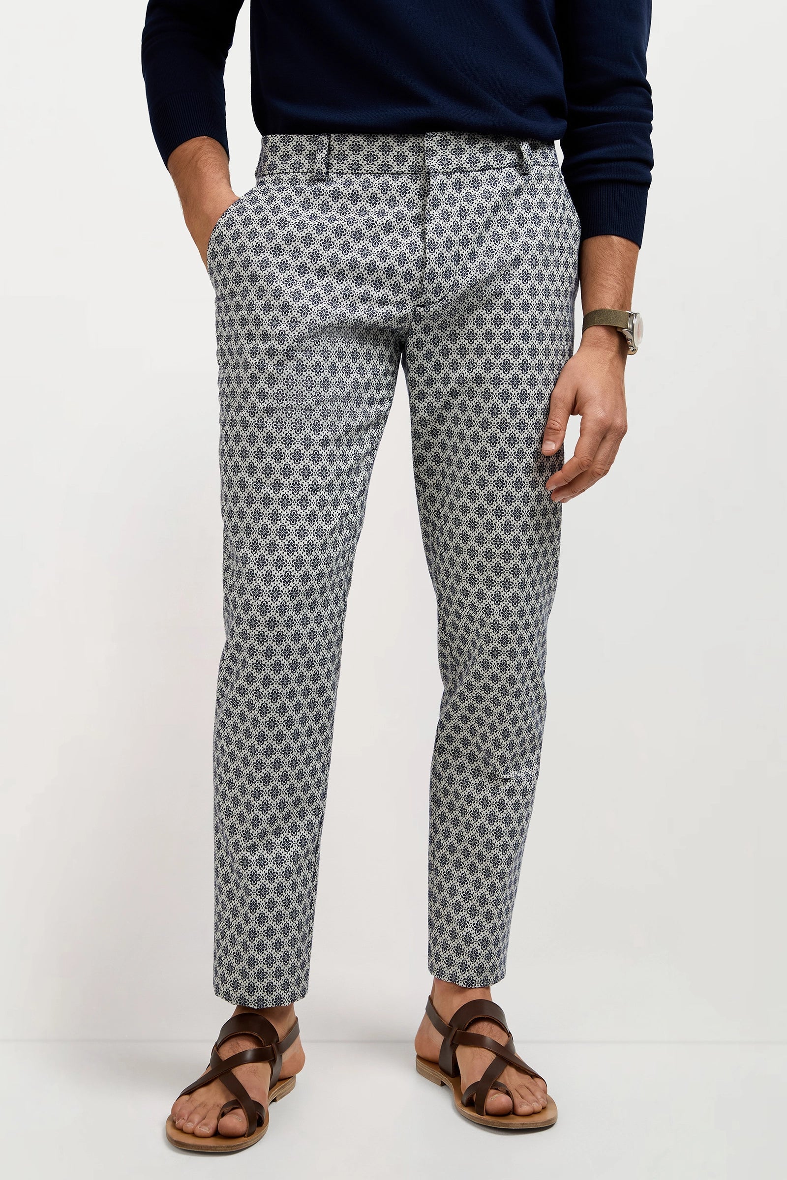 Clyde Slim Trouser - Daisy Jacquard