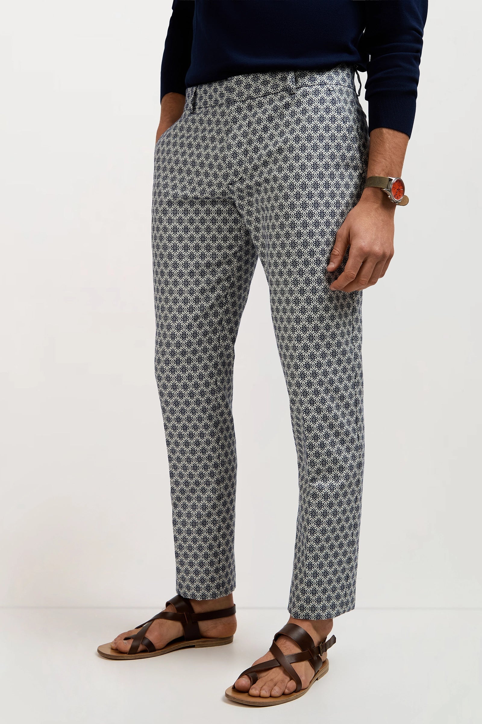 Clyde Slim Trouser - Daisy Jacquard