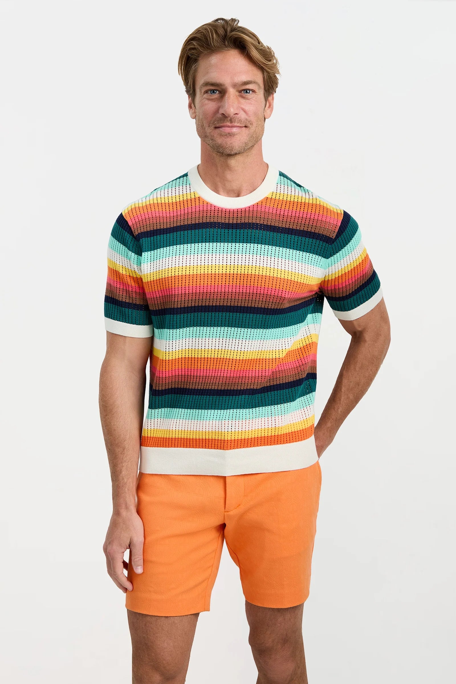 Carlos Short-Sleeve Mesh Crewneck