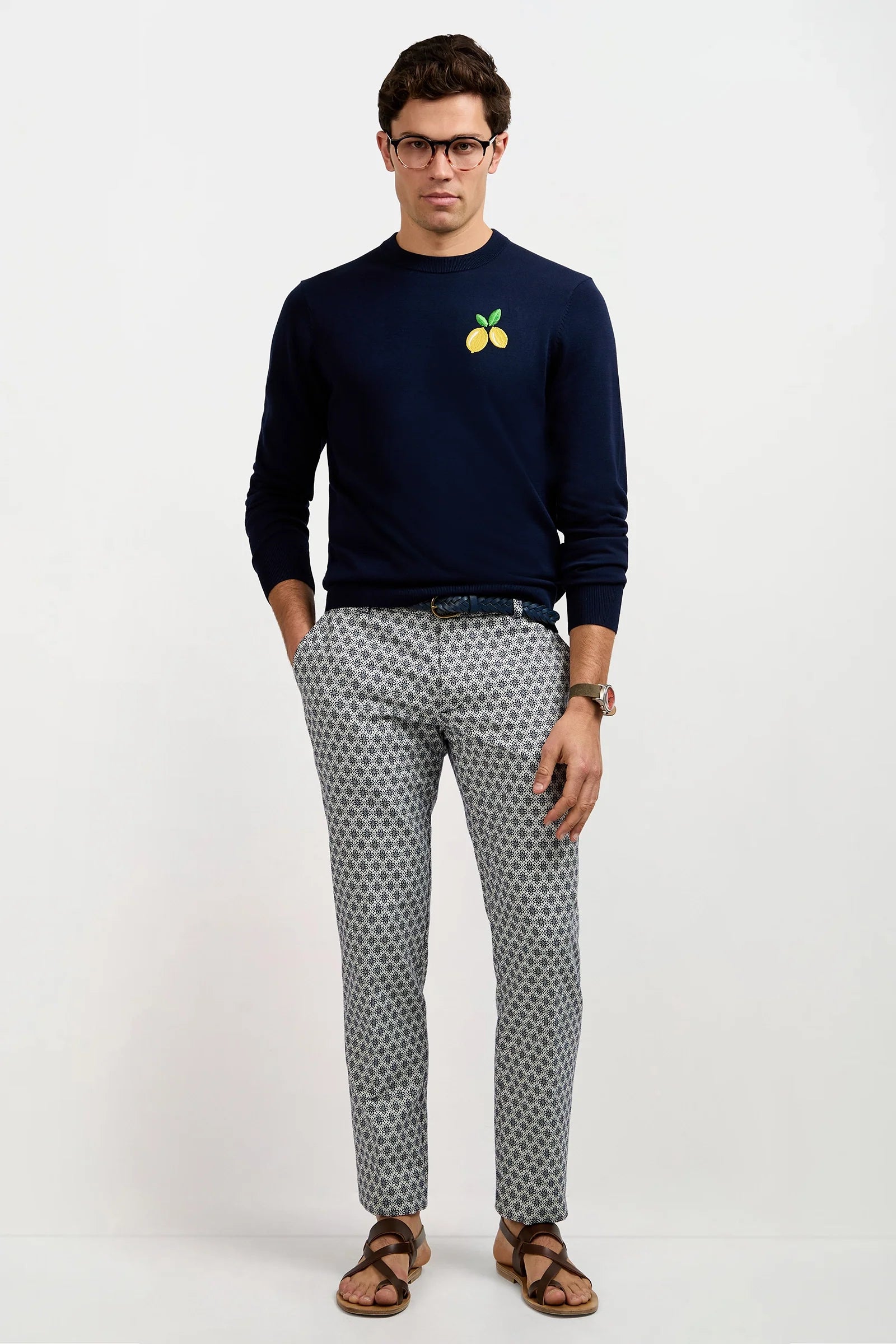Clyde Slim Trouser - Daisy Jacquard