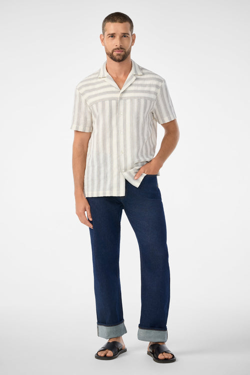 Angelo Short-Sleeve Shirt - Stripe Gauze