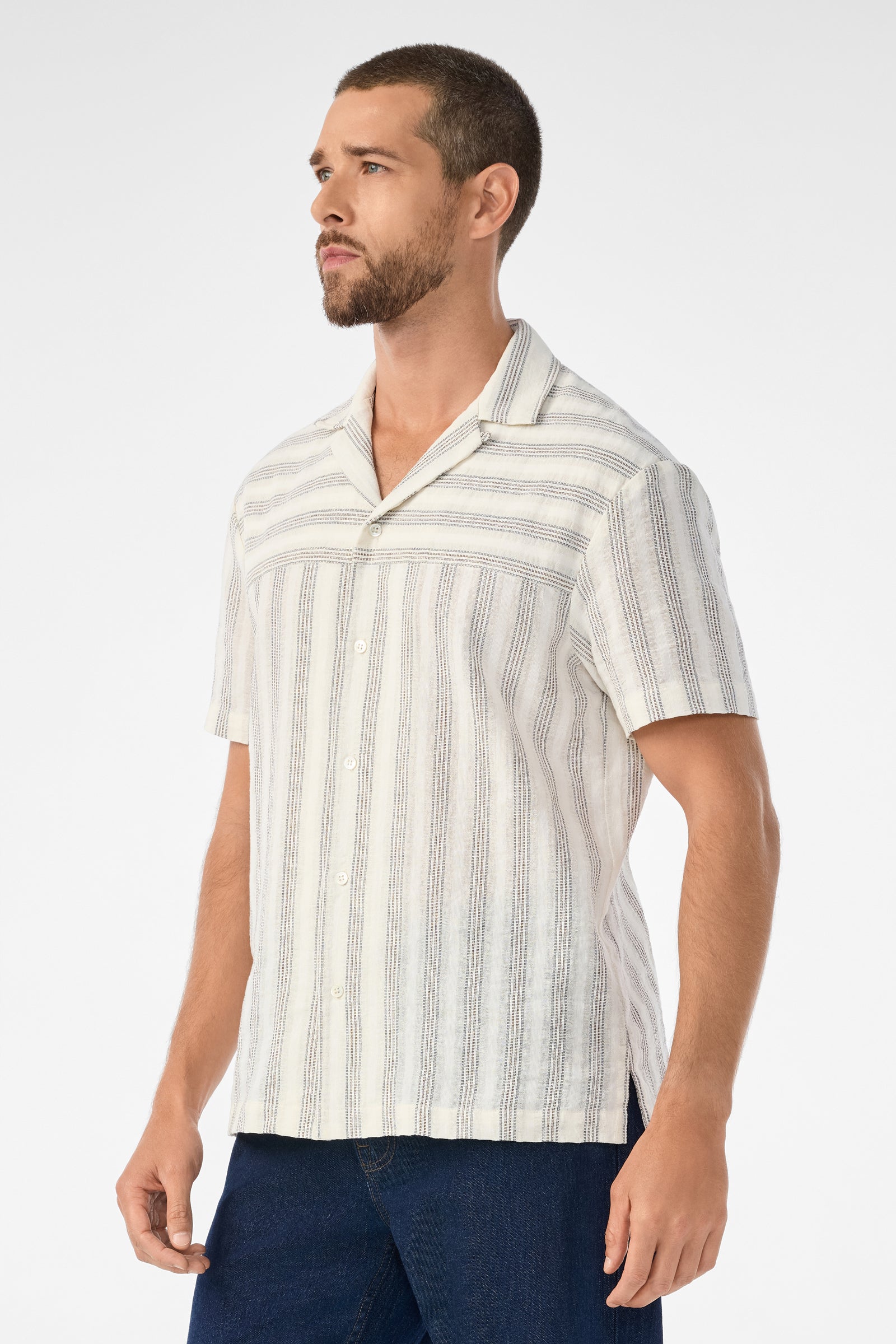 Angelo Short-Sleeve Shirt - Stripe Gauze