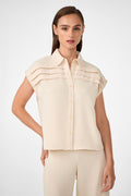 Cheri Pleated Button-Front Top