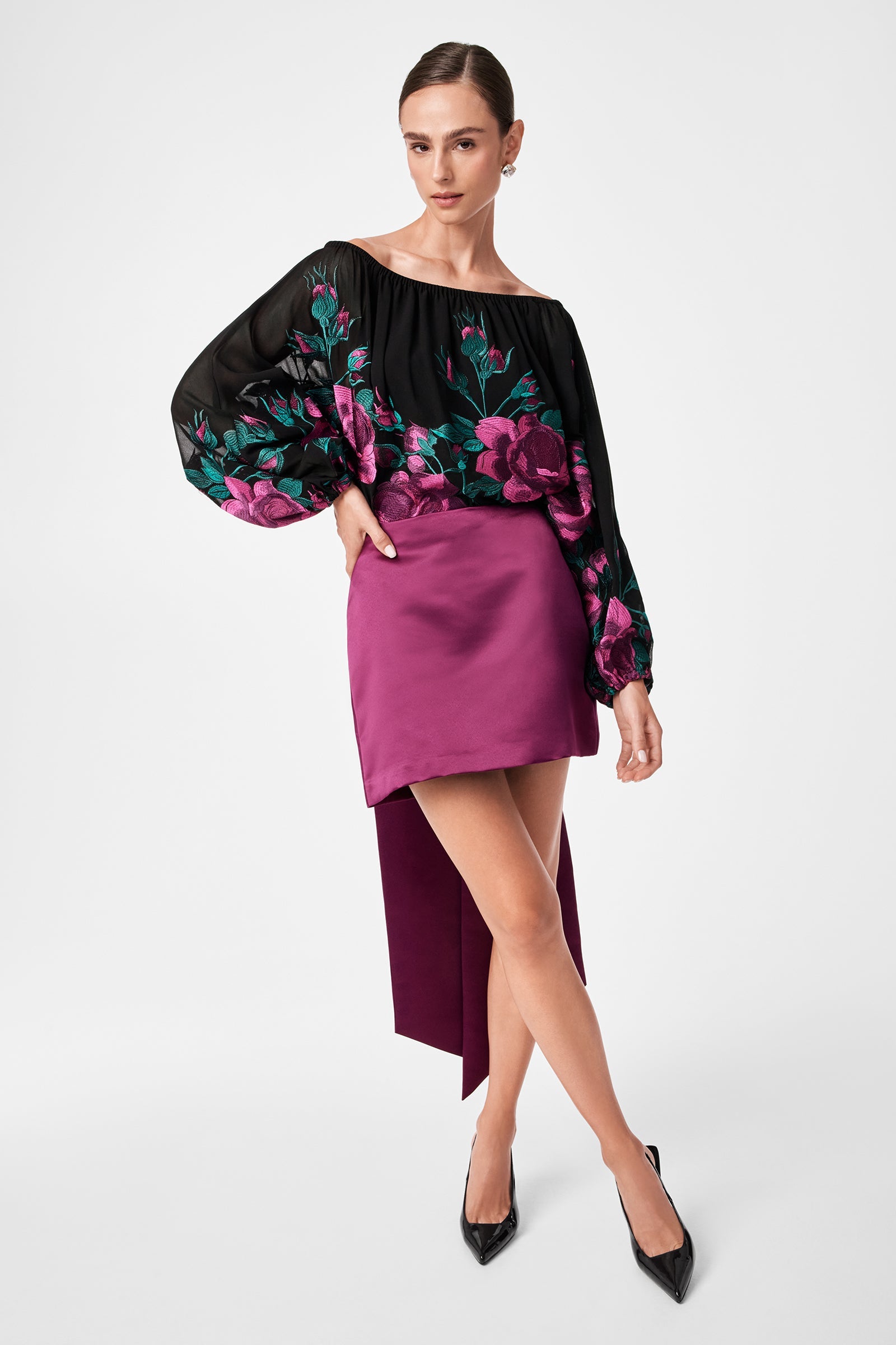 Vinna Bow Satin Mini Skirt