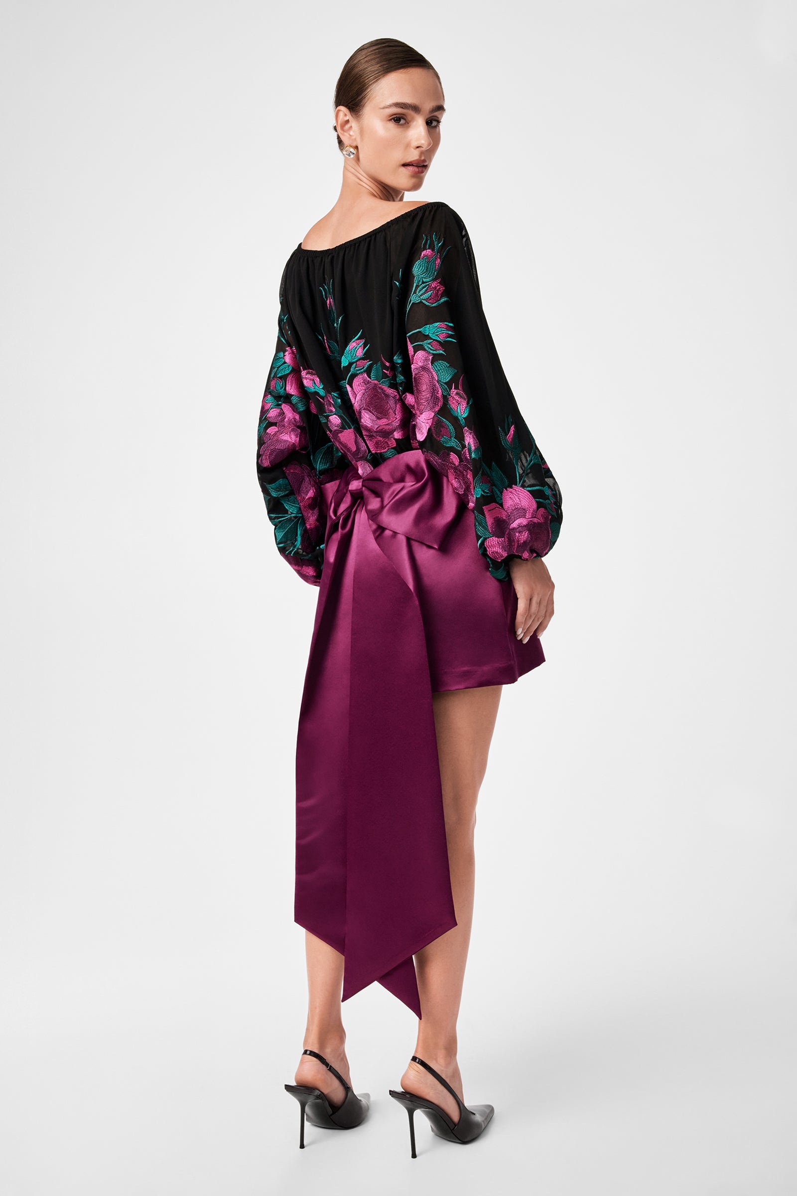 Vinna Bow Satin Mini Skirt